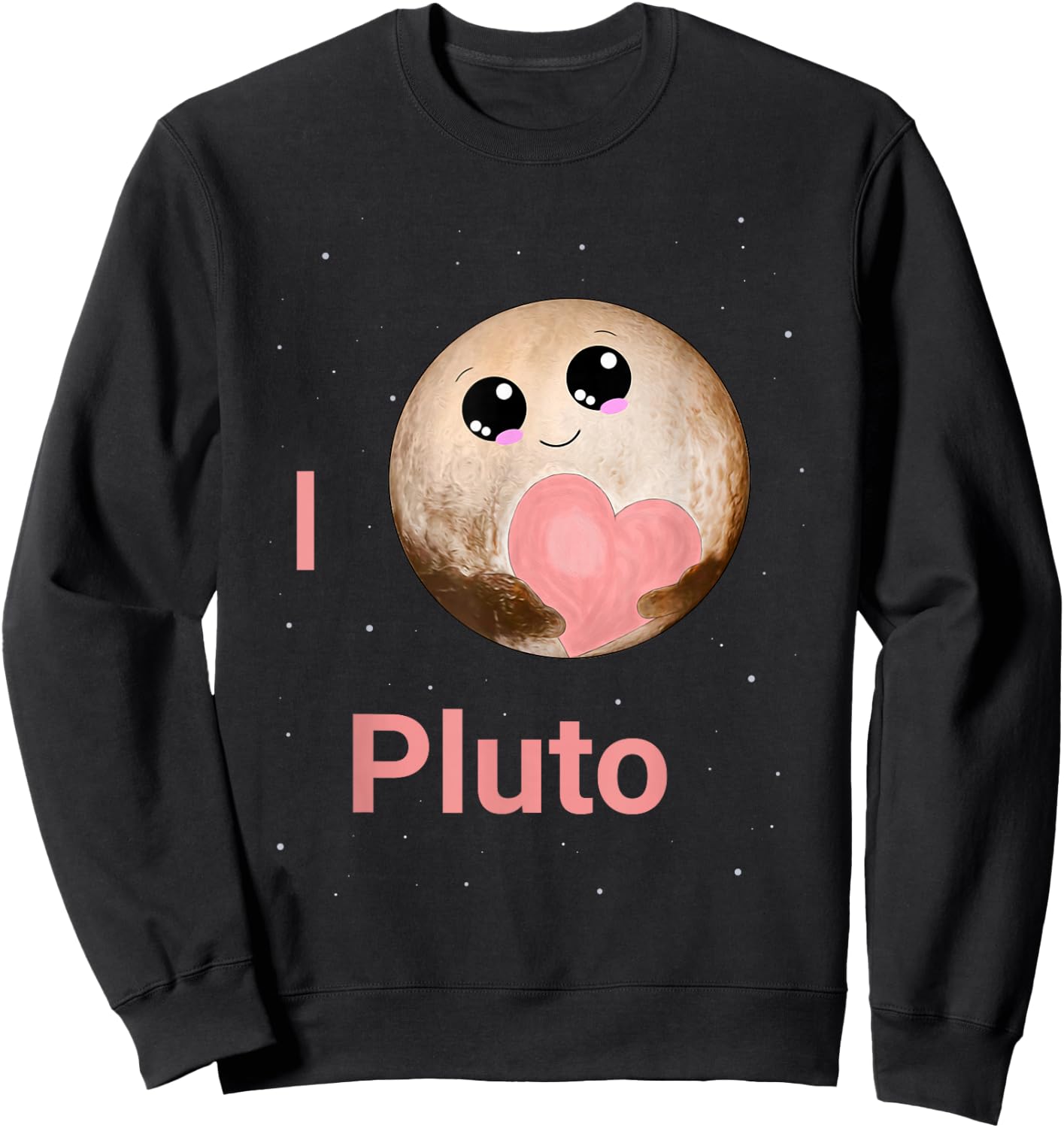 I Love Pluto Heart Cute Pluto Planet Space Kawaii Sweatshirt - Sweatshirt | Black