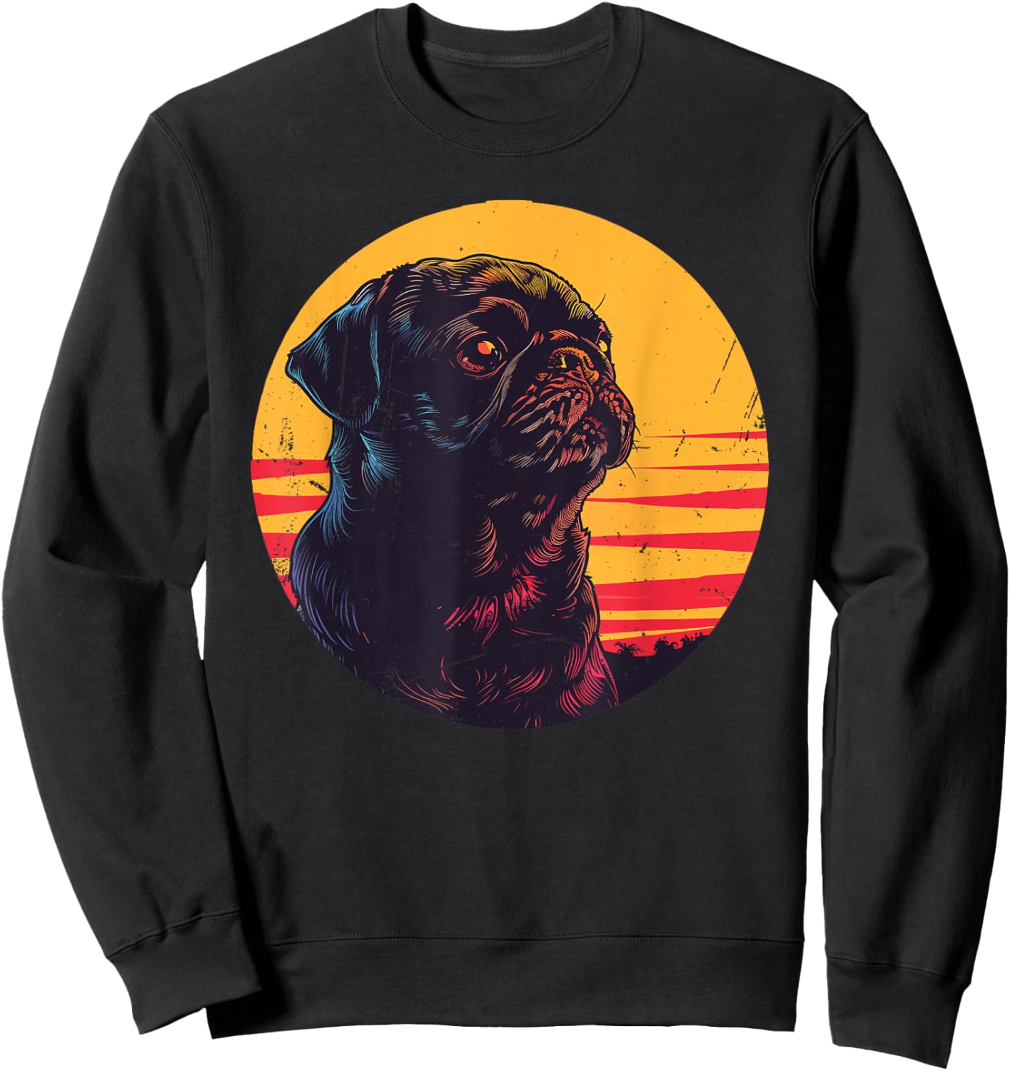 Retro Vintage Pug Christmas Birthday Gift Pug Dog Owner Women Kids Sweatshirt - Sweatshirt | Black