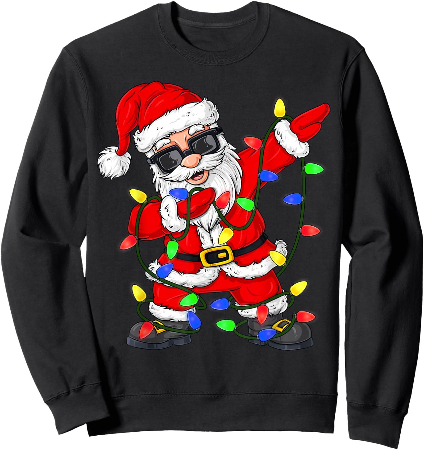 Dabbing Santa Claus Christmas Tree Lights Boys Kids Dab Xmas Sweatshirt - Sweatshirt | Black