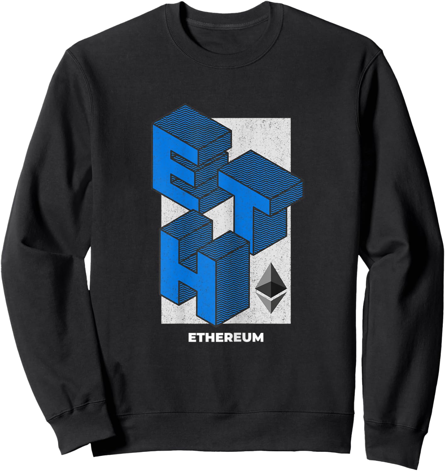 Ethereum Crypto Isometric Text ETH Cryptocurrency Shirt Sweatshirt - Sweatshirt | Black