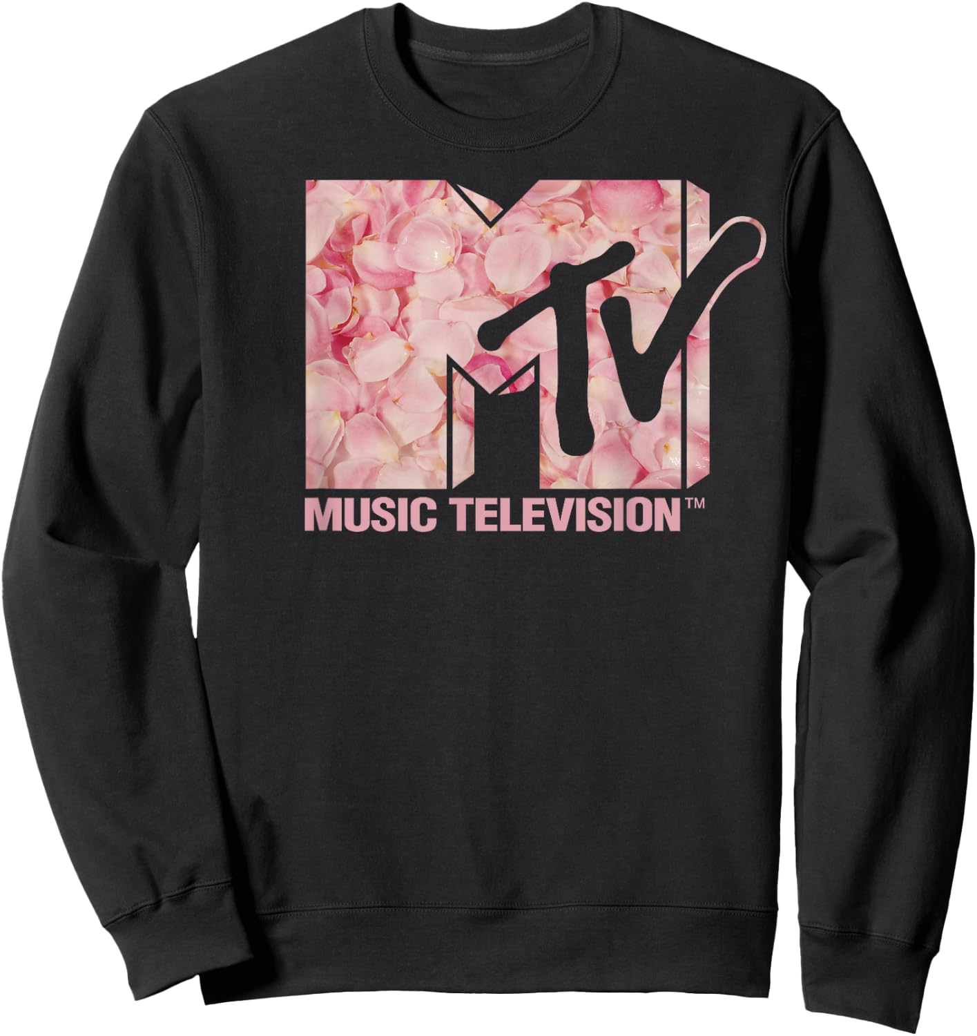 MTV Music Television Pink Rose Petal Logo Sweatshirt - Sweatshirt | Black