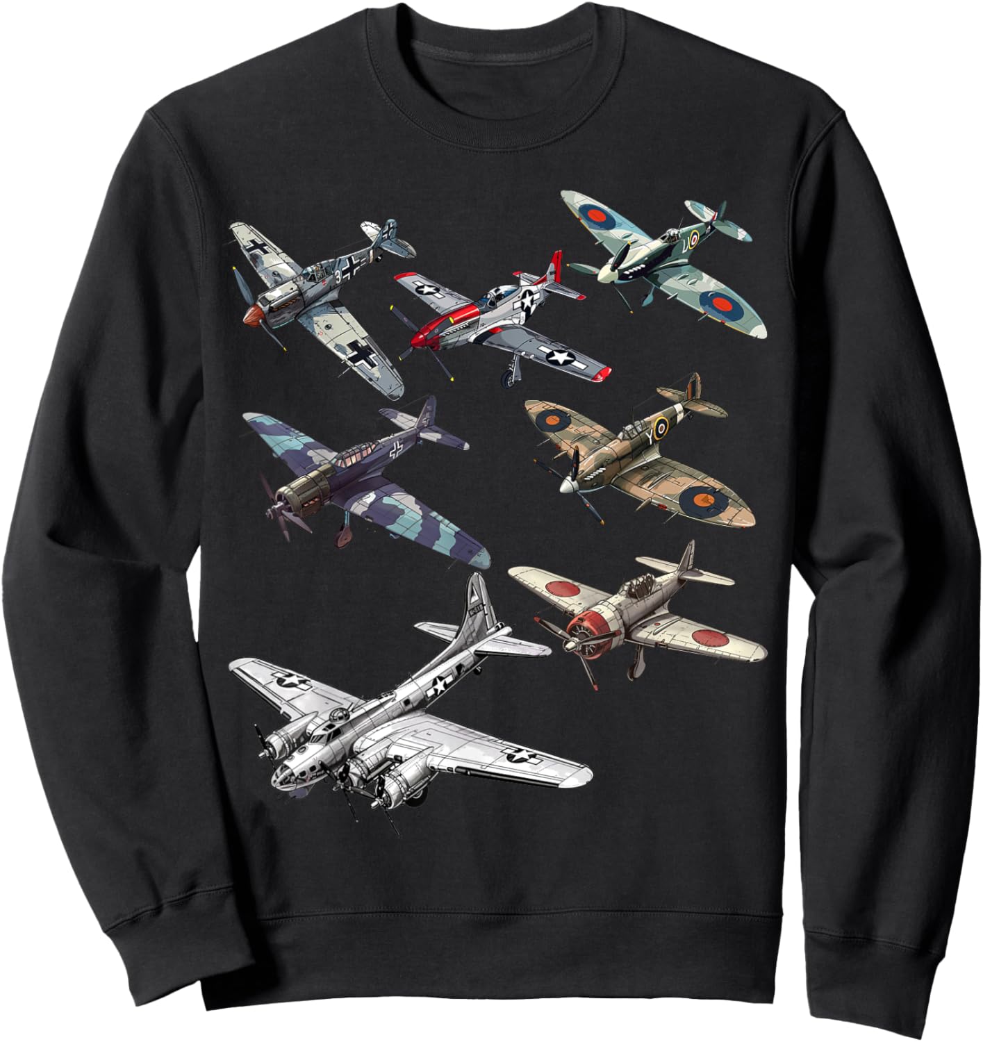 Military F&L Design Co. WW2 Warbirds P51 Messerschmitt B17 P40 Hobbyists , Small, Black Sweatshirt - Sweatshirt | Black