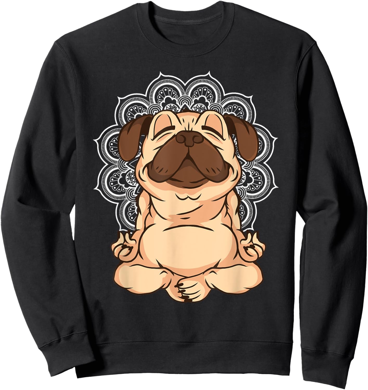 Meditation Pug Dogs Buddha Zen Yoga Teacher Pug Buddhist Women Girls Kids Sweatshirt - Sweatshirt | Black