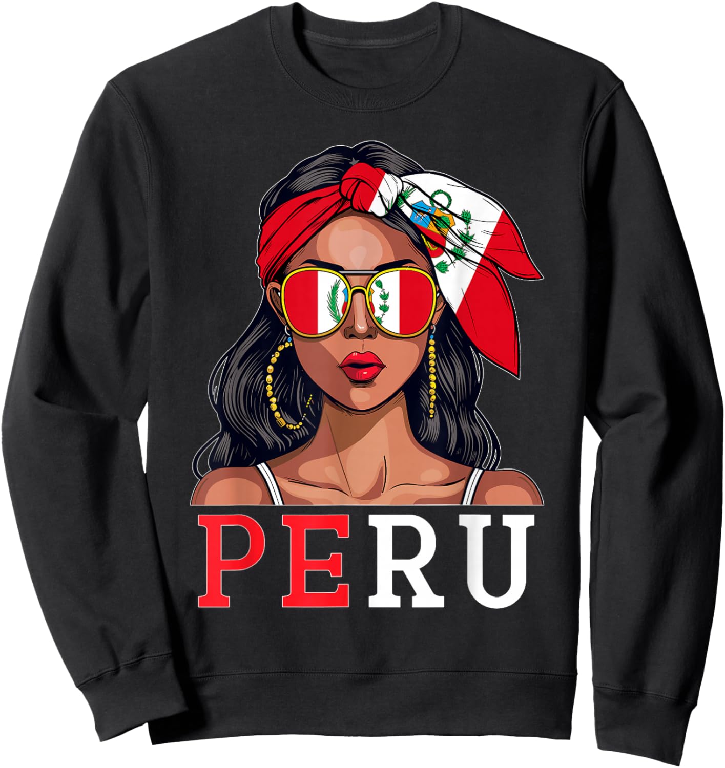 Peruvian Souvenirs Products Woman Flag Roots Peru Sweatshirt - Sweatshirt | Black