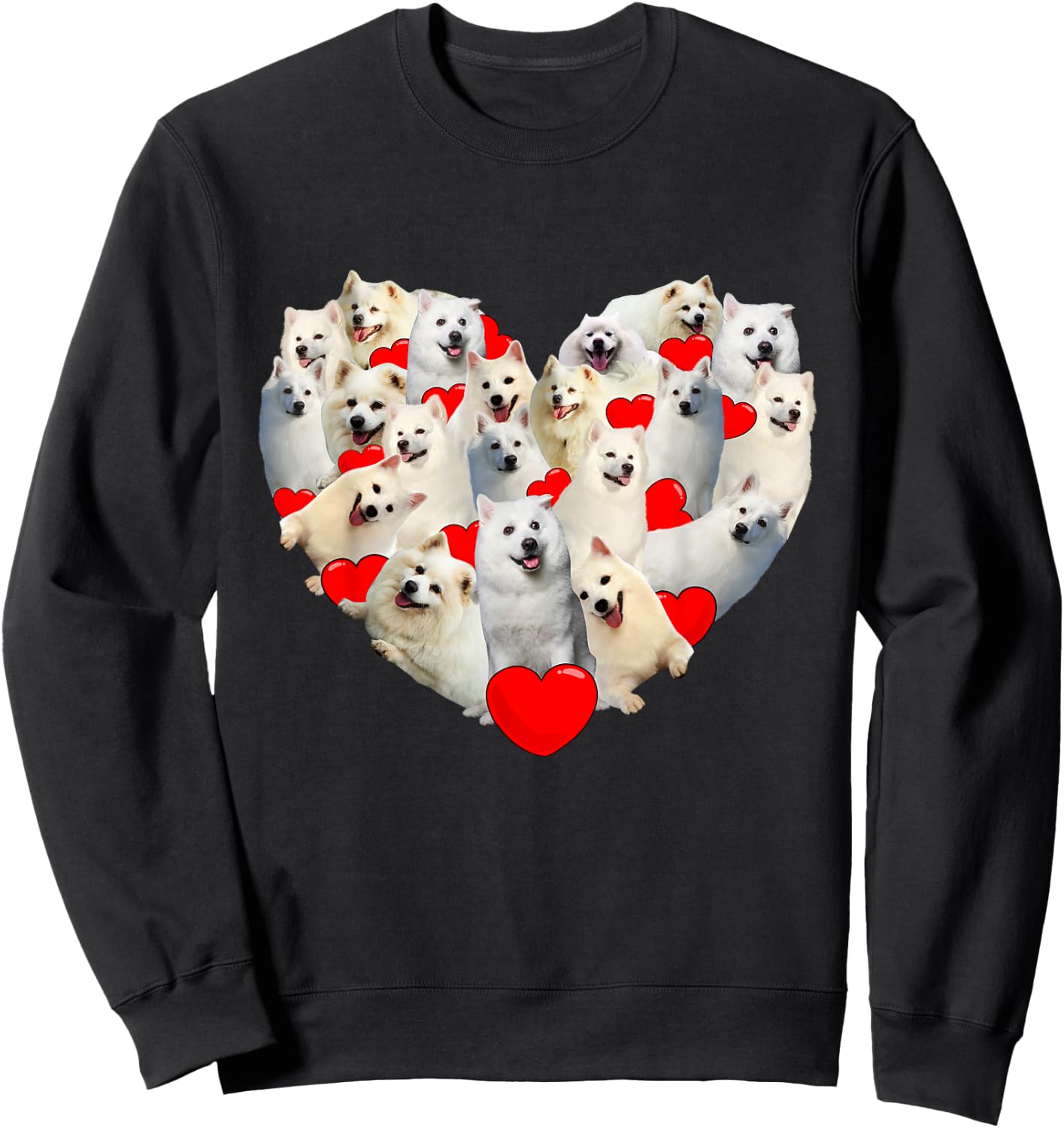 Funny Heart Love American Eskimo Valentine's Day Gift Sweatshirt - Sweatshirt | Black