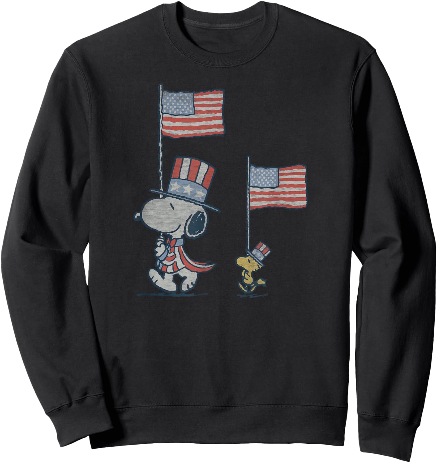 Peanuts Snoopy Independence Day Woodstock March Sweatshirt - Sweatshirt | Black
