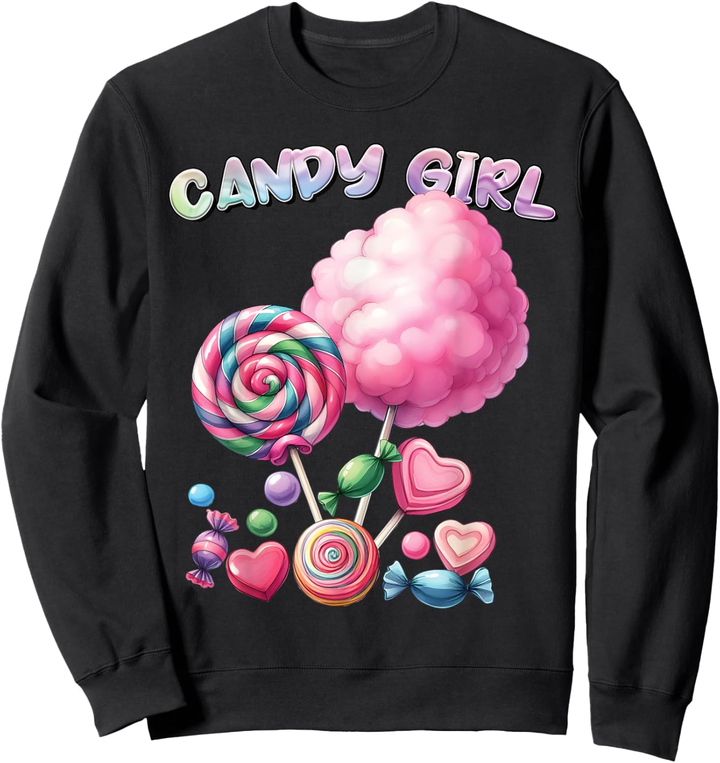 Candy Girls Dress Halloween Costume Girls Treat Lover Sweatshirt - Sweatshirt | Black