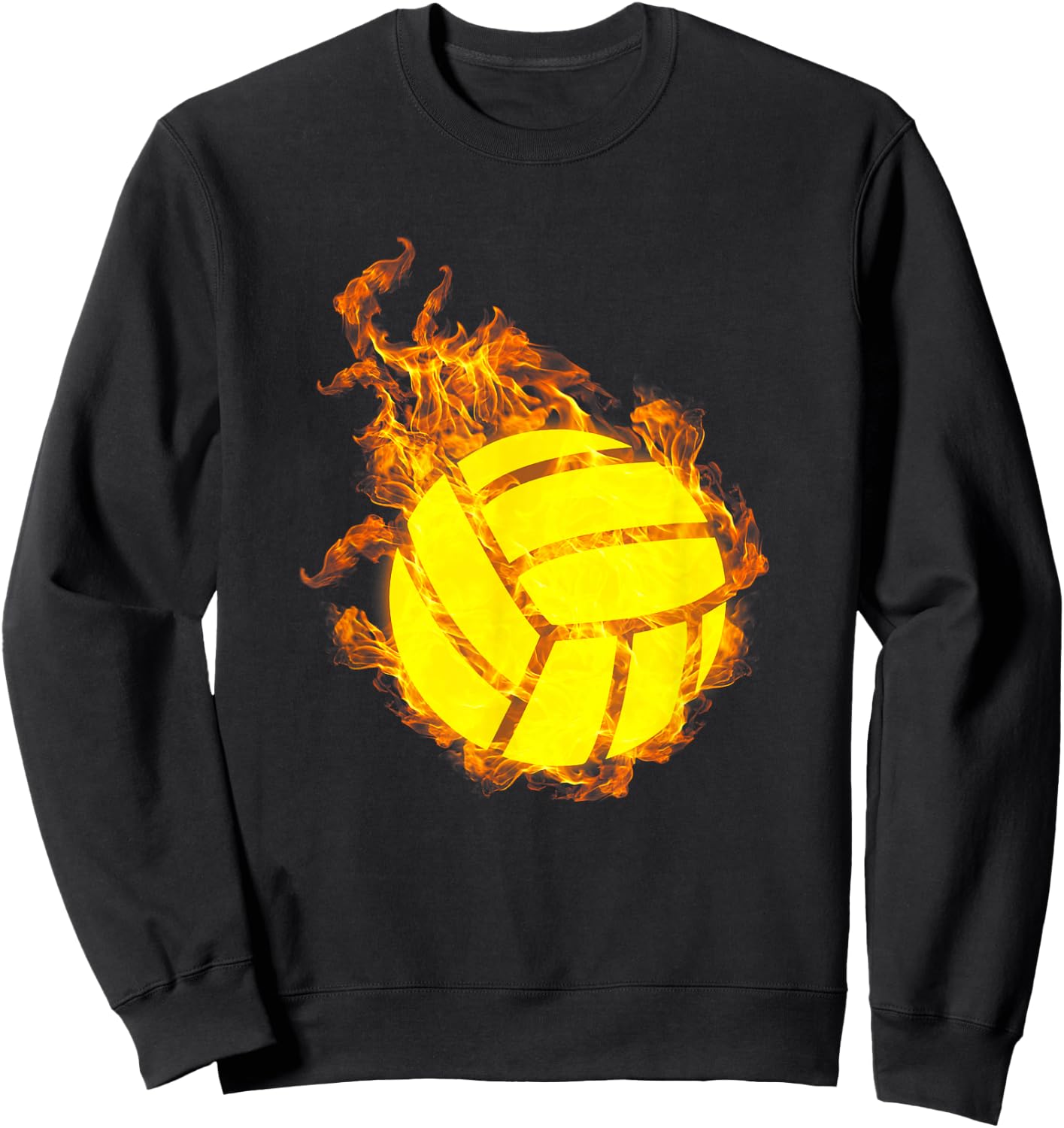Fire Volleyball Ball Flames Volleyball Player Sweatshirt - Sweatshirt | Black
