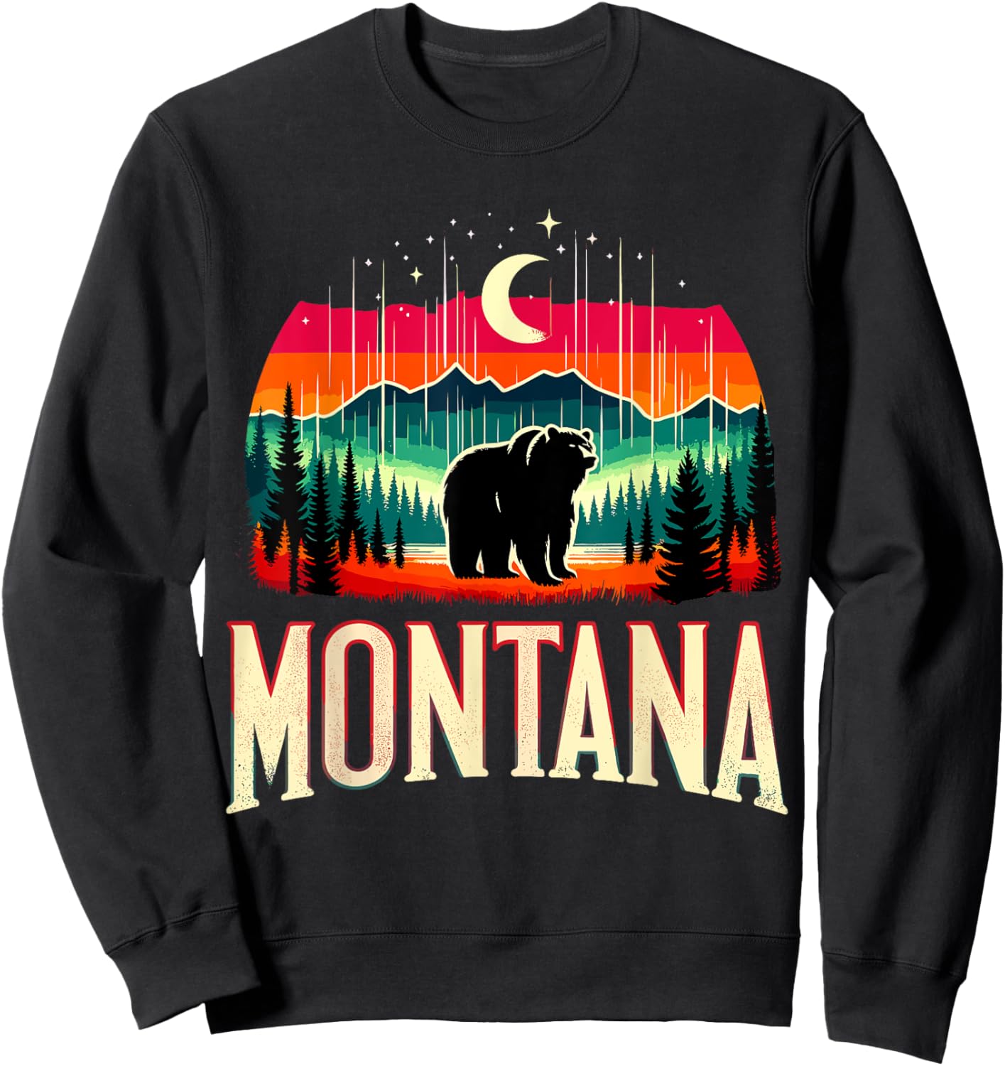 Montana Grizzly Bear Mountain Sweatshirt - Sweatshirt | Black