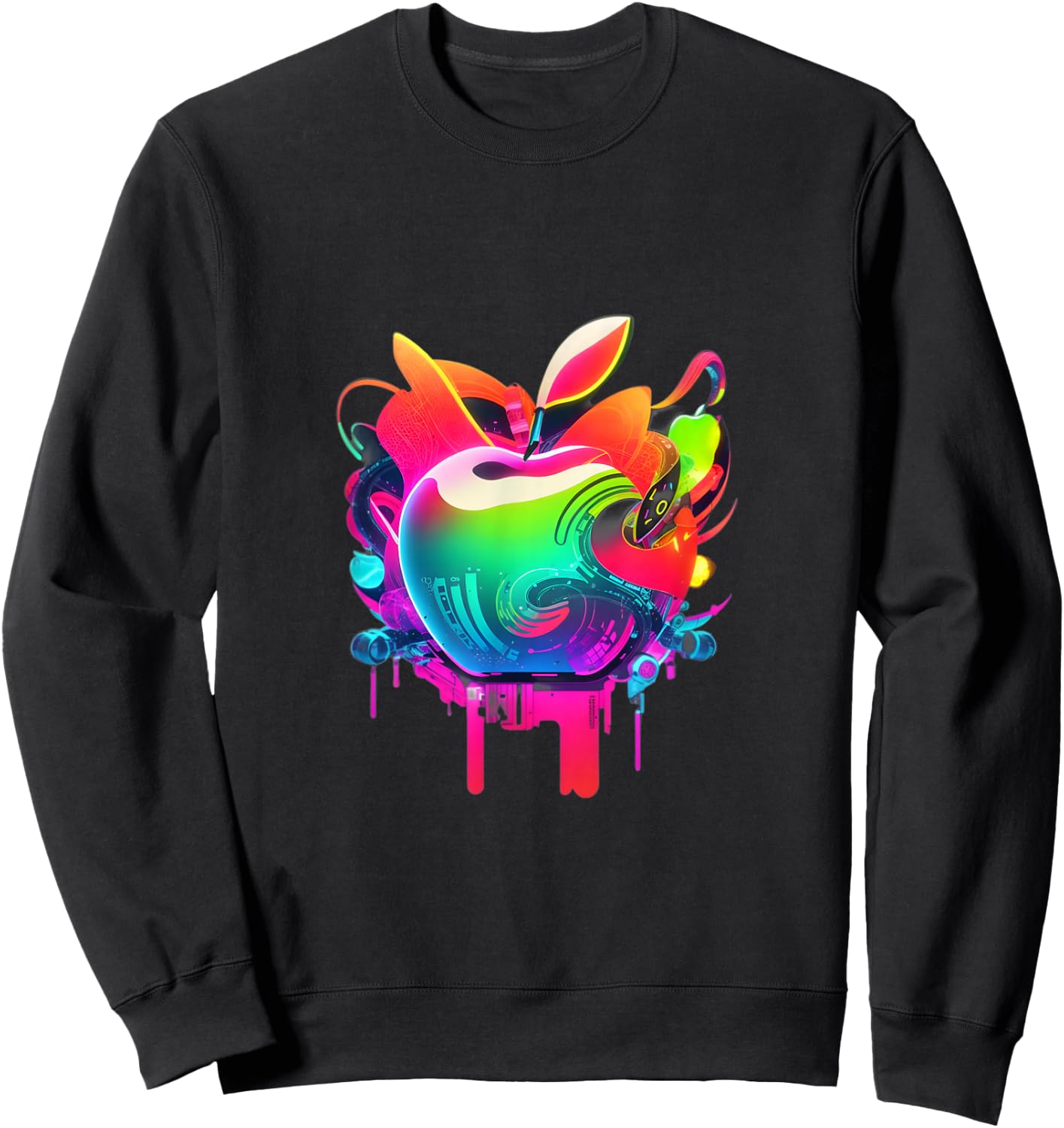 EDM Rave Festival Trippy Apple Electronic Dance Music Sweatshirt - Sweatshirt | Black