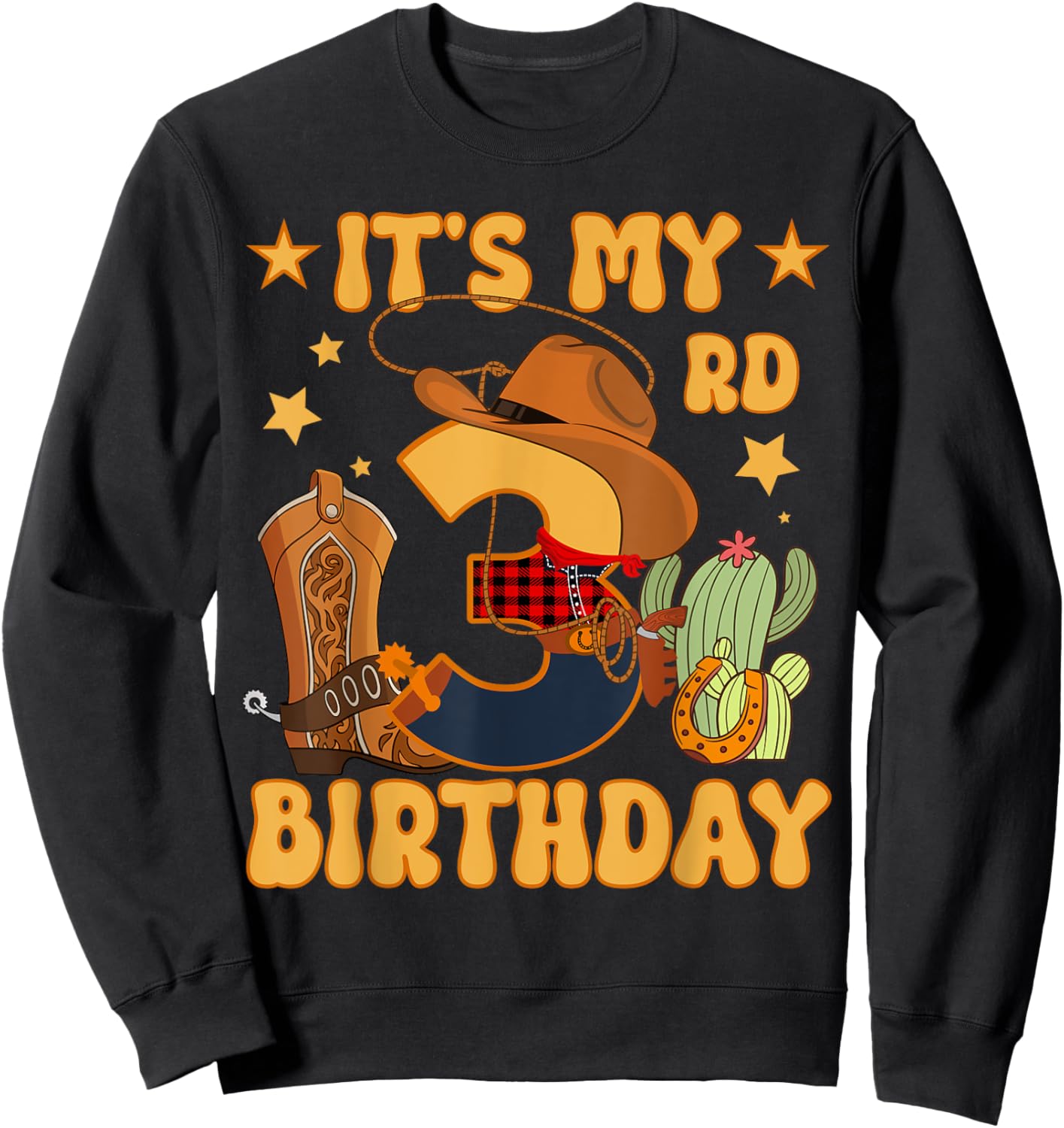It's My 3rd Birthday Cowboy Rodeo Horse 3 Year Old Bday Boy Sweatshirt - Sweatshirt | Black
