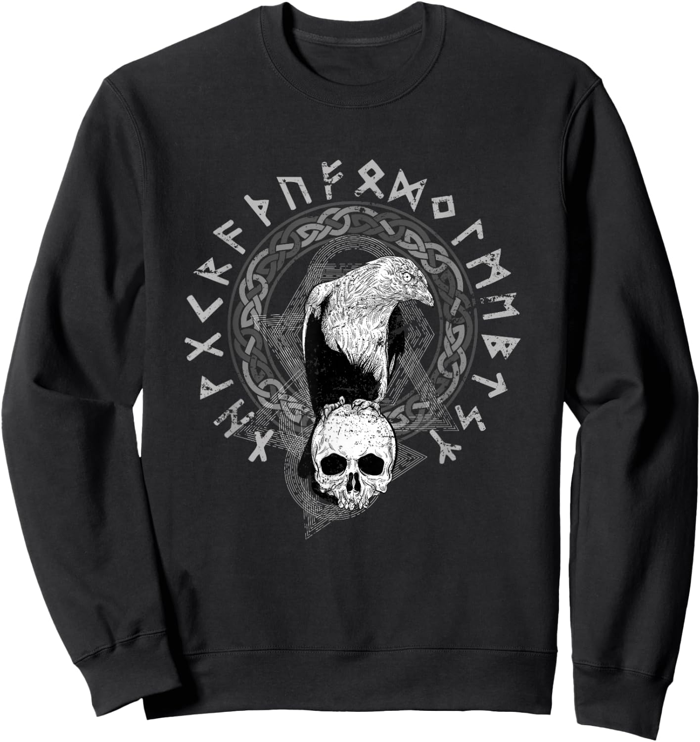 Odin Norse Mythology Raven Viking Skull Gift Viking Sweatshirt - Sweatshirt | Black