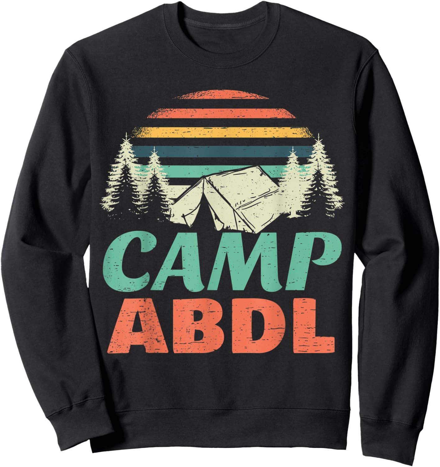 Retro Camp ABDL Vintage Style Camper Discreet Design AB DL Sweatshirt - Sweatshirt | Black