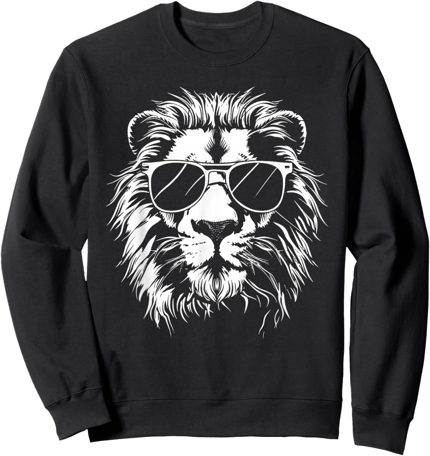Lion Sunglasses Graphic Sweatshirt - Sweatshirt | Black
