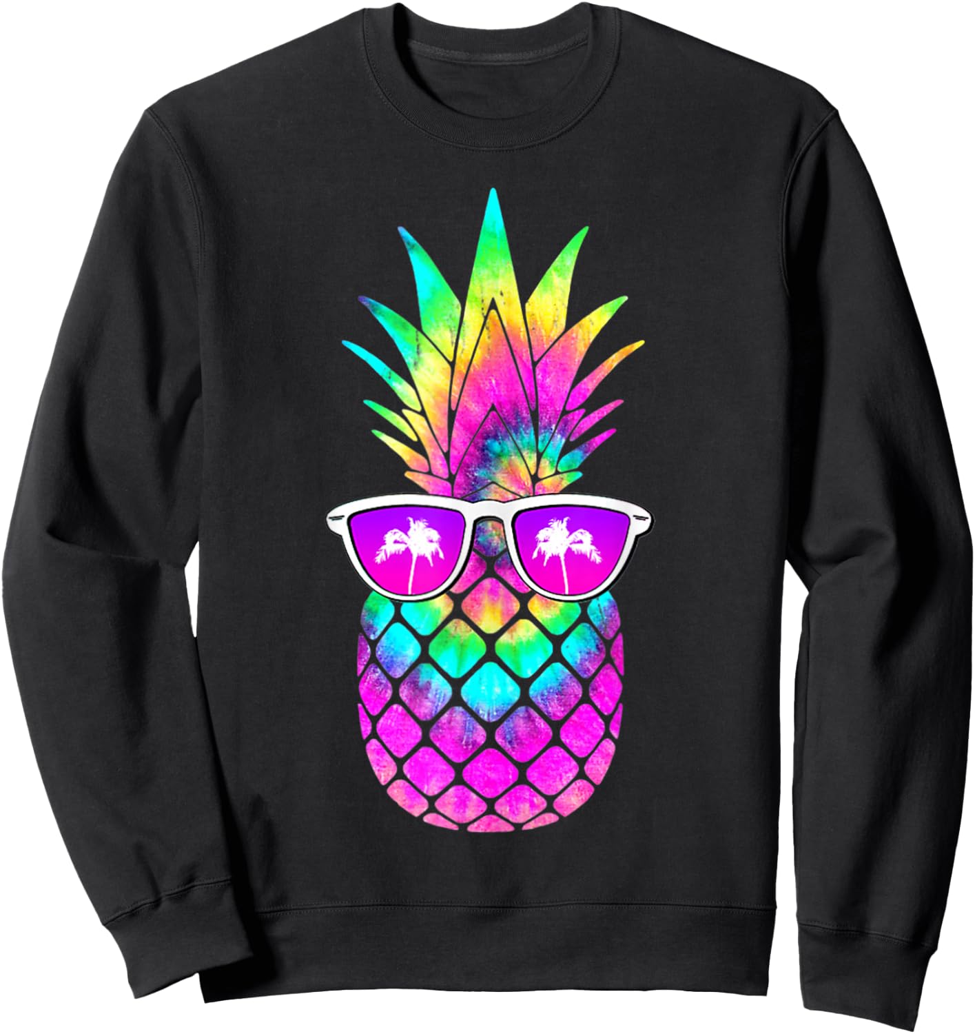 Summer Tie Dye Pineapple Sunglasses Tropical Fruit Lover Sweatshirt - Sweatshirt | Black