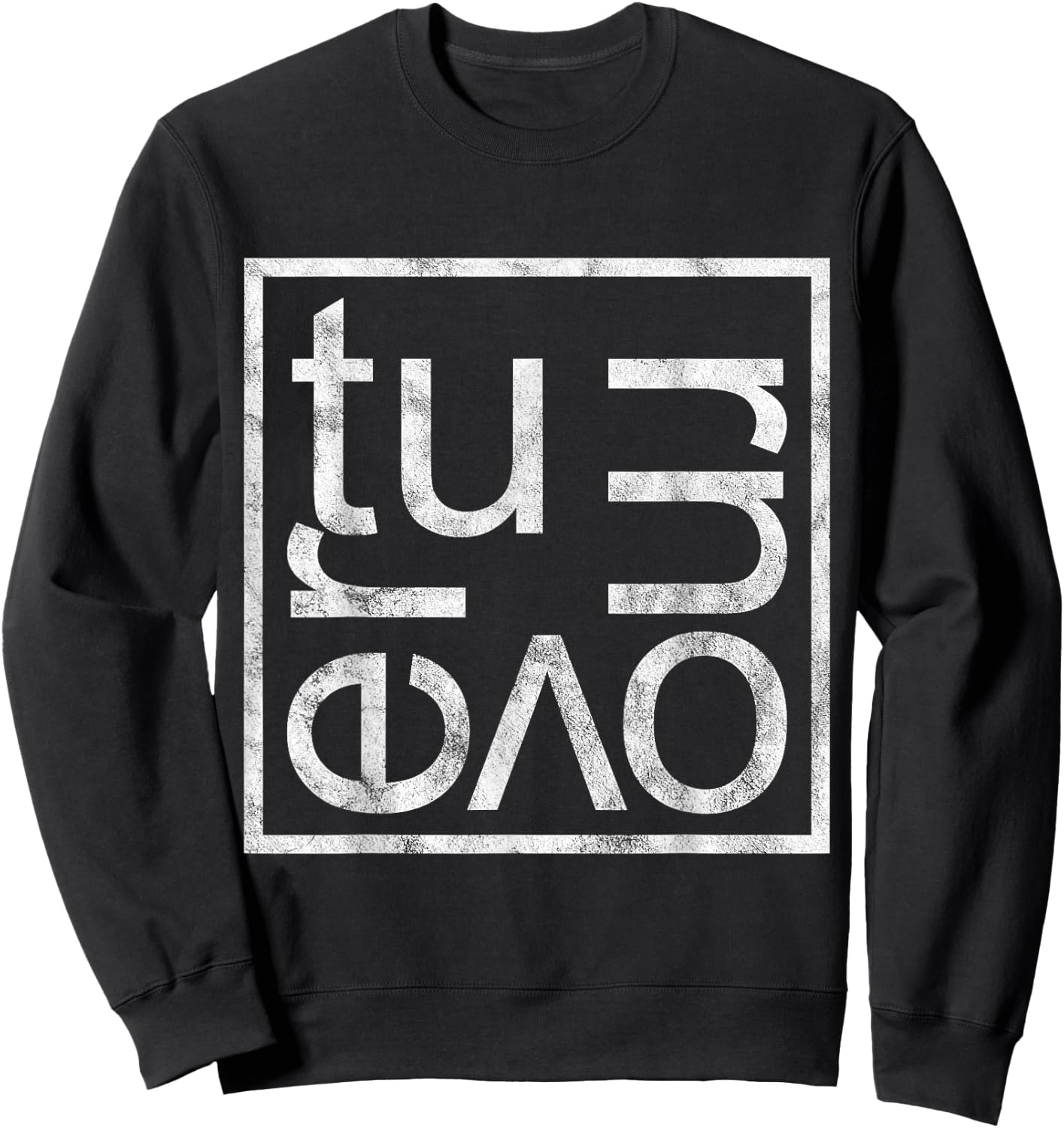 Turnover Box Style Logo Minimalist Sweatshirt - Sweatshirt | Black