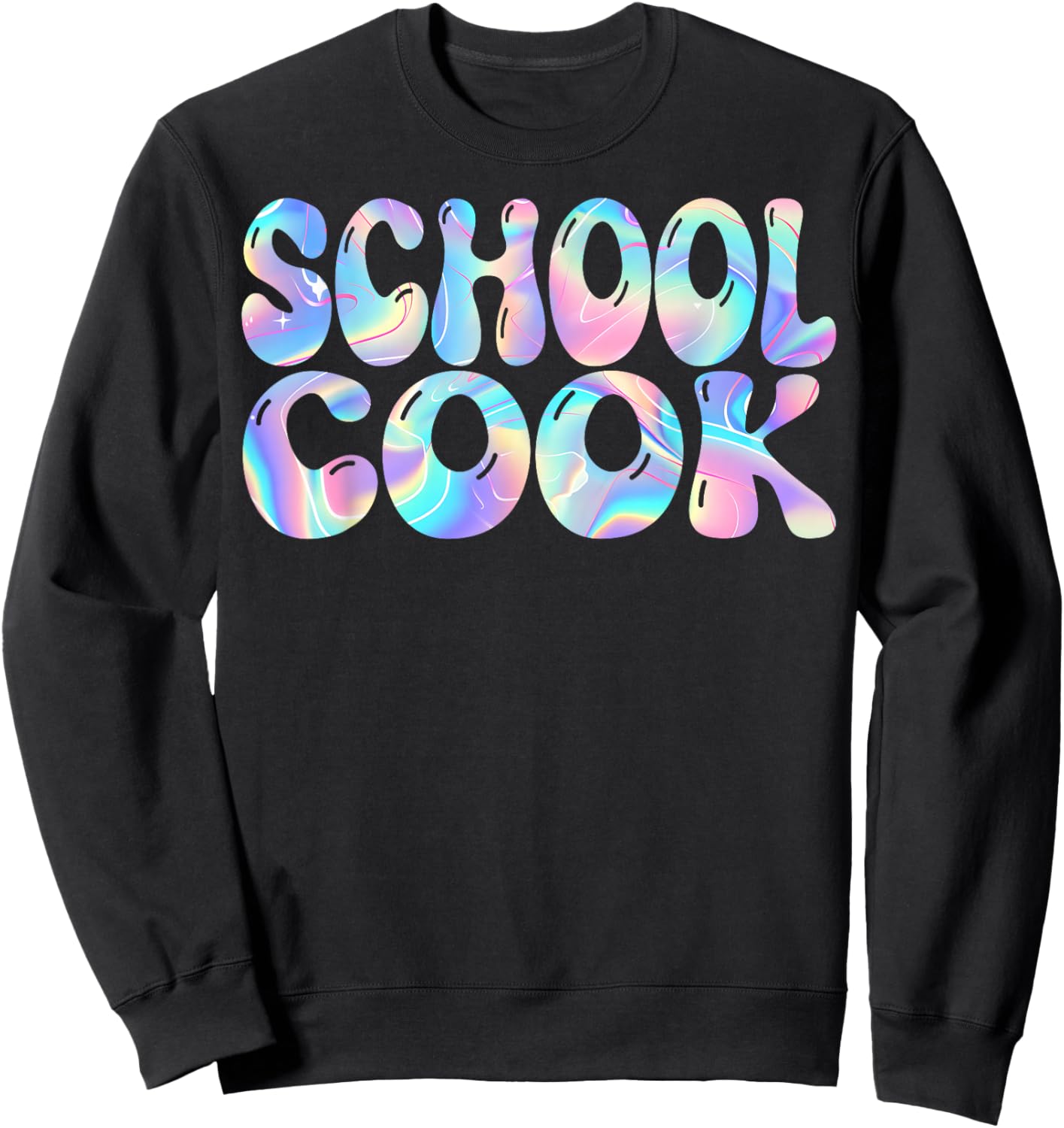 School Cook Groovy Back to School Cute Teachers Women Girl Sweatshirt - Sweatshirt | Black