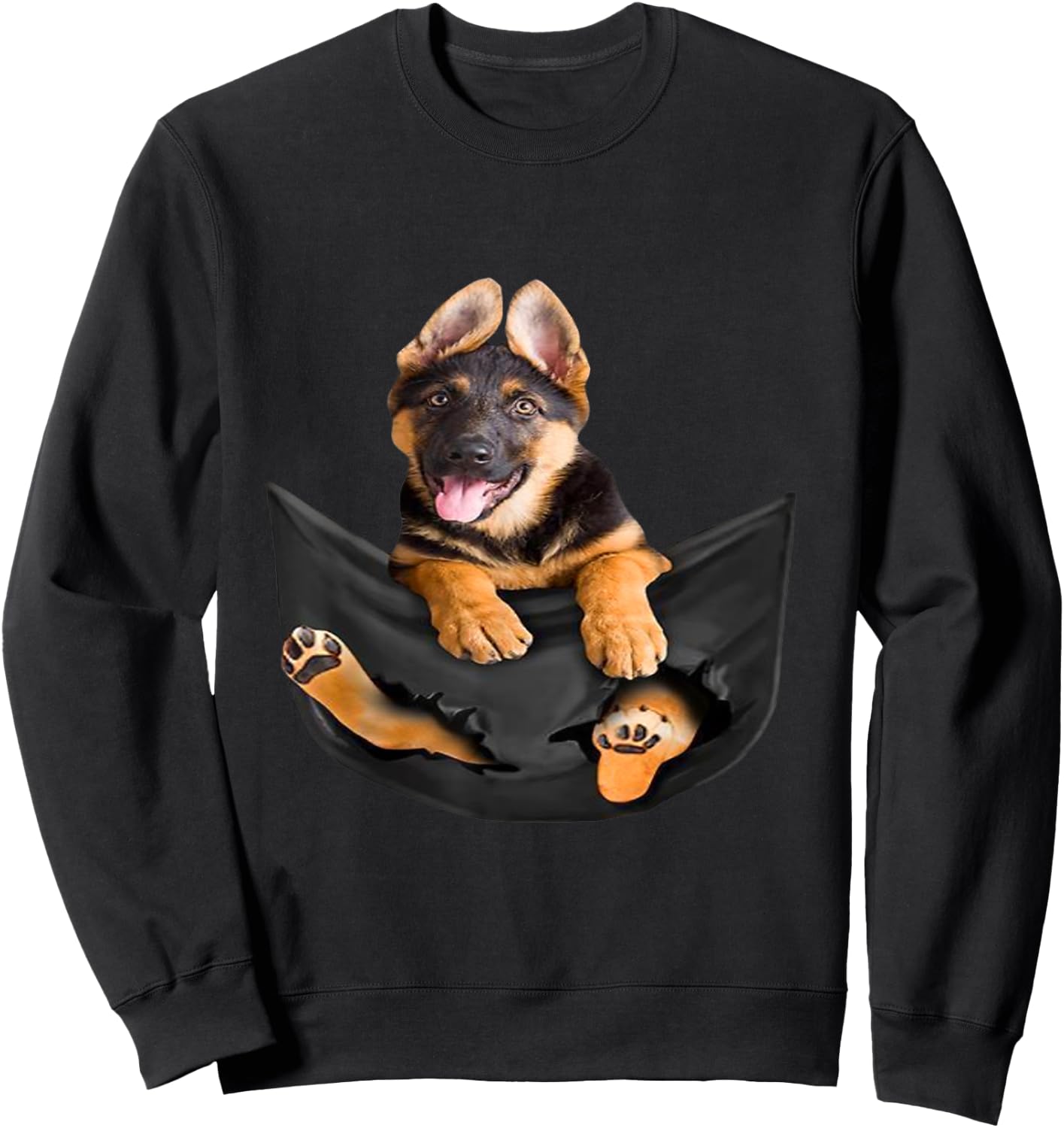 Dog Lovers Gifts German shepherd In Pocket Funny Dog Face Sweatshirt - Sweatshirt | Black