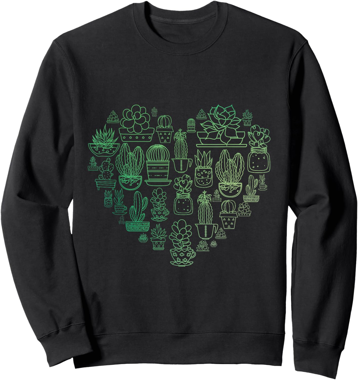Succulent Cactus Succa Lover Heart Gift Men Women Gardener Sweatshirt - Sweatshirt | Black