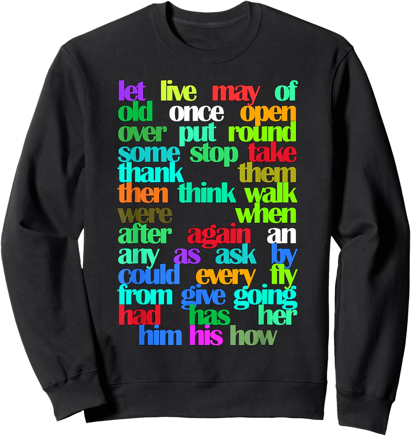 Sight Words First grade Colorful Educational Sweatshirt - Sweatshirt | Black