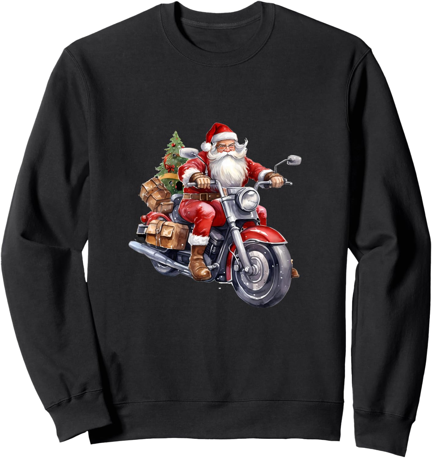 Biker Santa Claus On Motorcycle Funny Christmas Biking Sweatshirt - Sweatshirt | Black