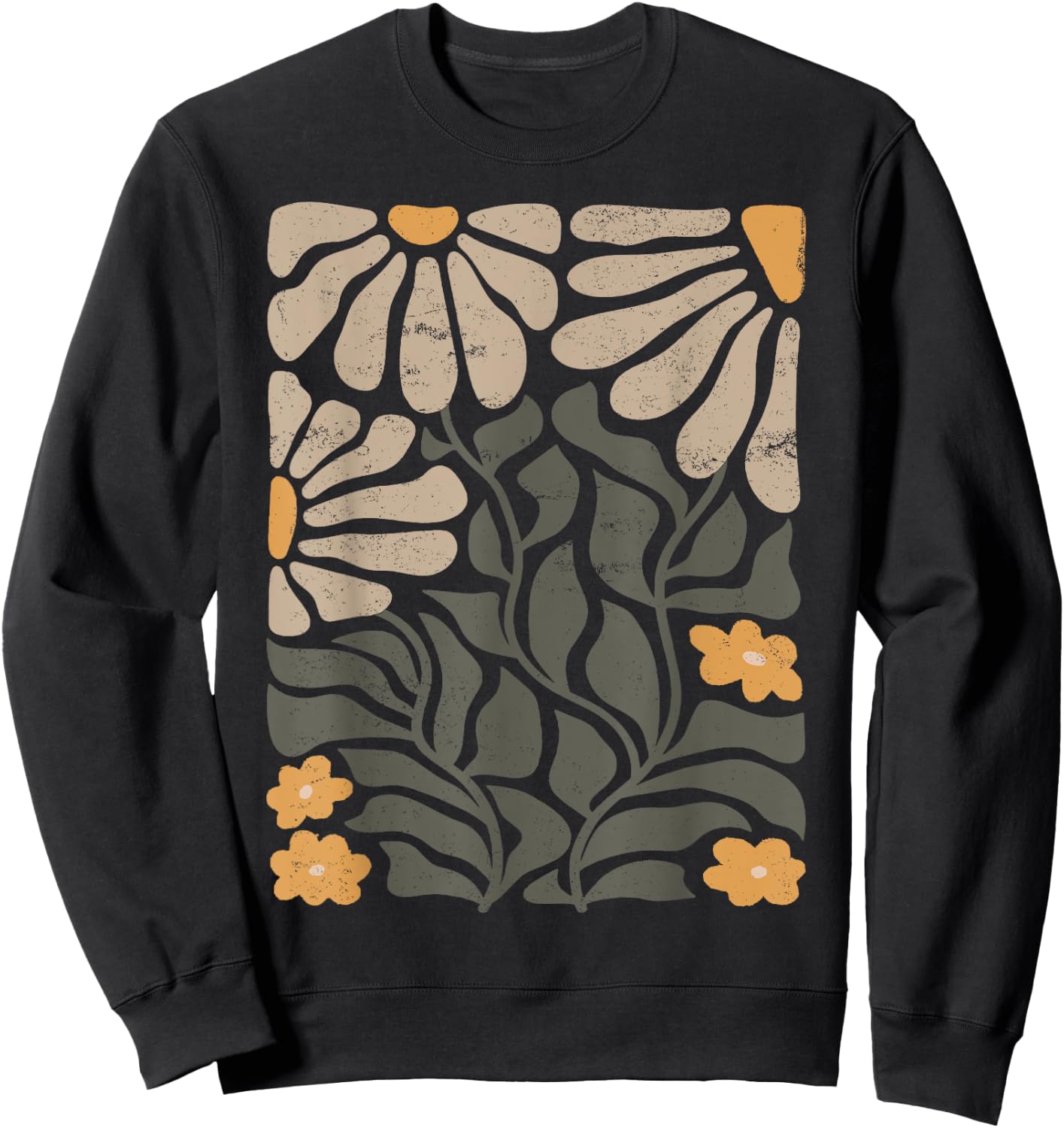 Boho Wildflower Vintage Retro Graphic Design Spring/Summer Men Women Kids Sweatshirt - Sweatshirt | Black