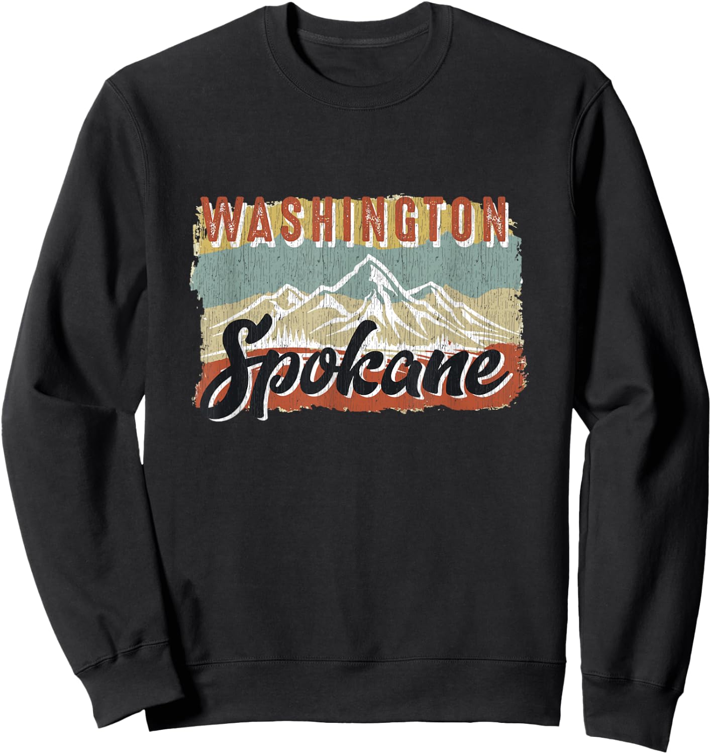 Vintage Spokane Washington Sweatshirt - Sweatshirt | Black