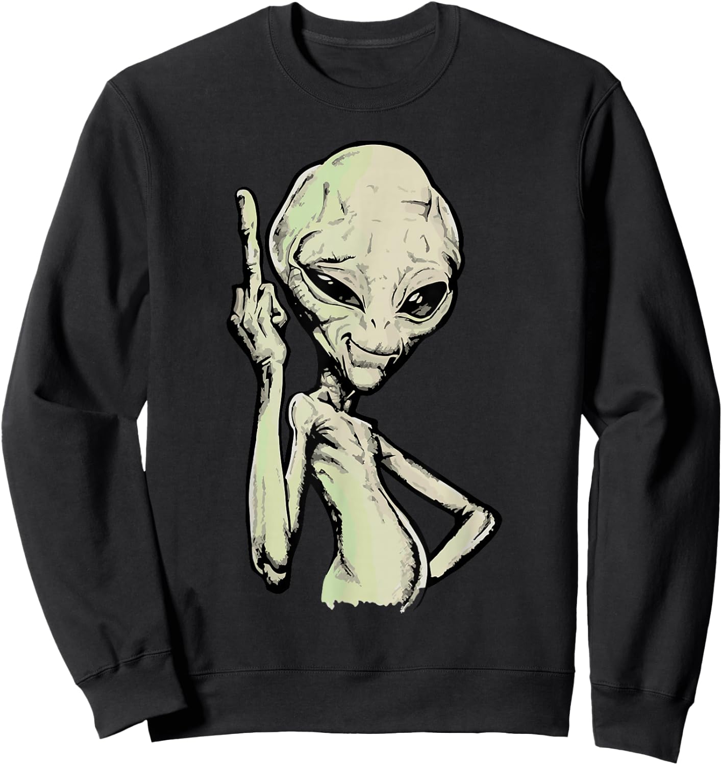 Alien Middle Finger Adult Humour Funny Novelty Sweatshirt - Sweatshirt | Black