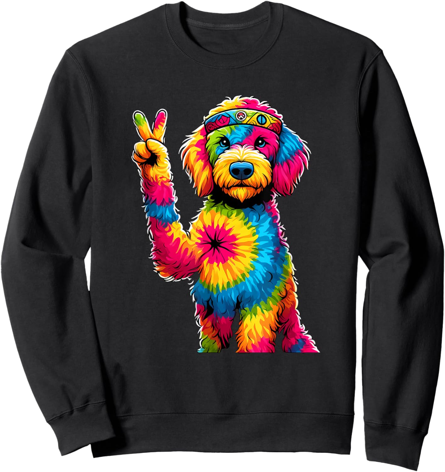 Peace Sign Tie Dye Labradoodle Dog Men Women Kids Sweatshirt - Sweatshirt | Black