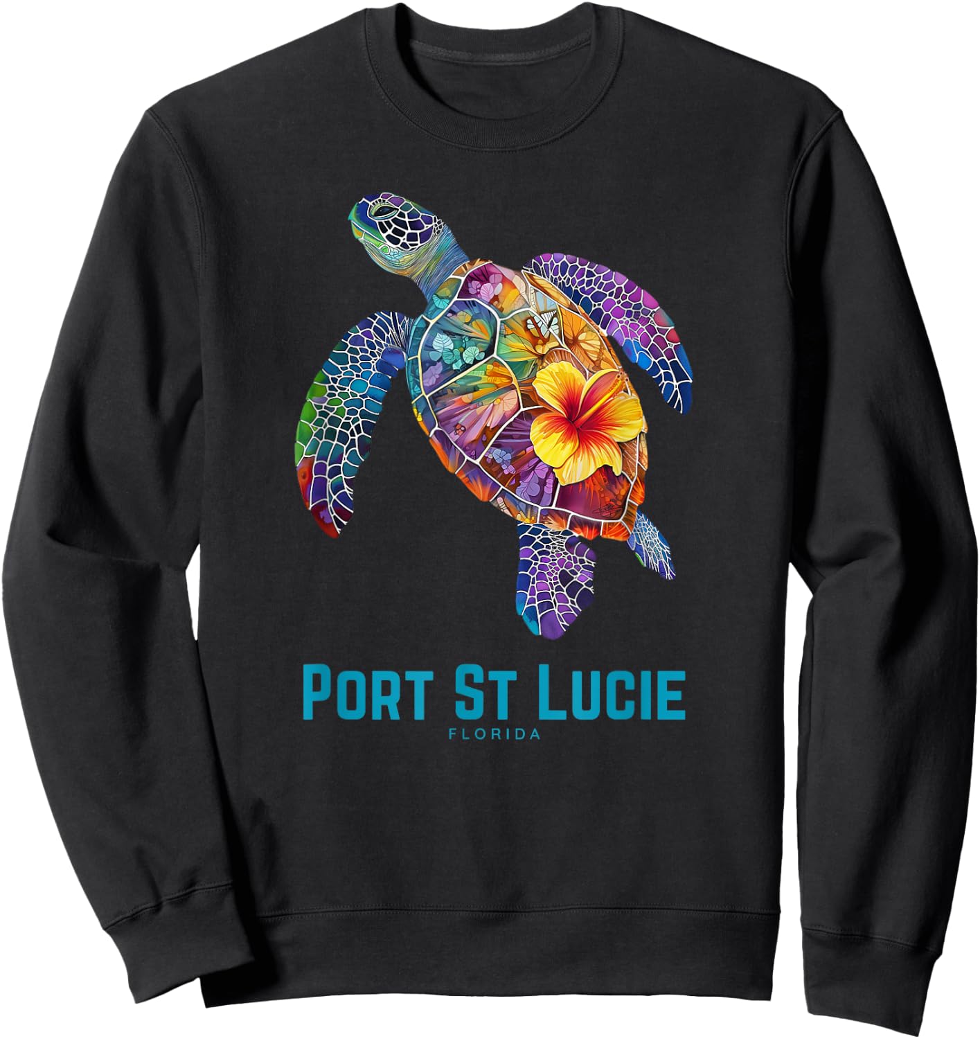 Port St Lucie Florida FL Beach Gift Sea Turtle Women Sweatshirt - Sweatshirt | Black