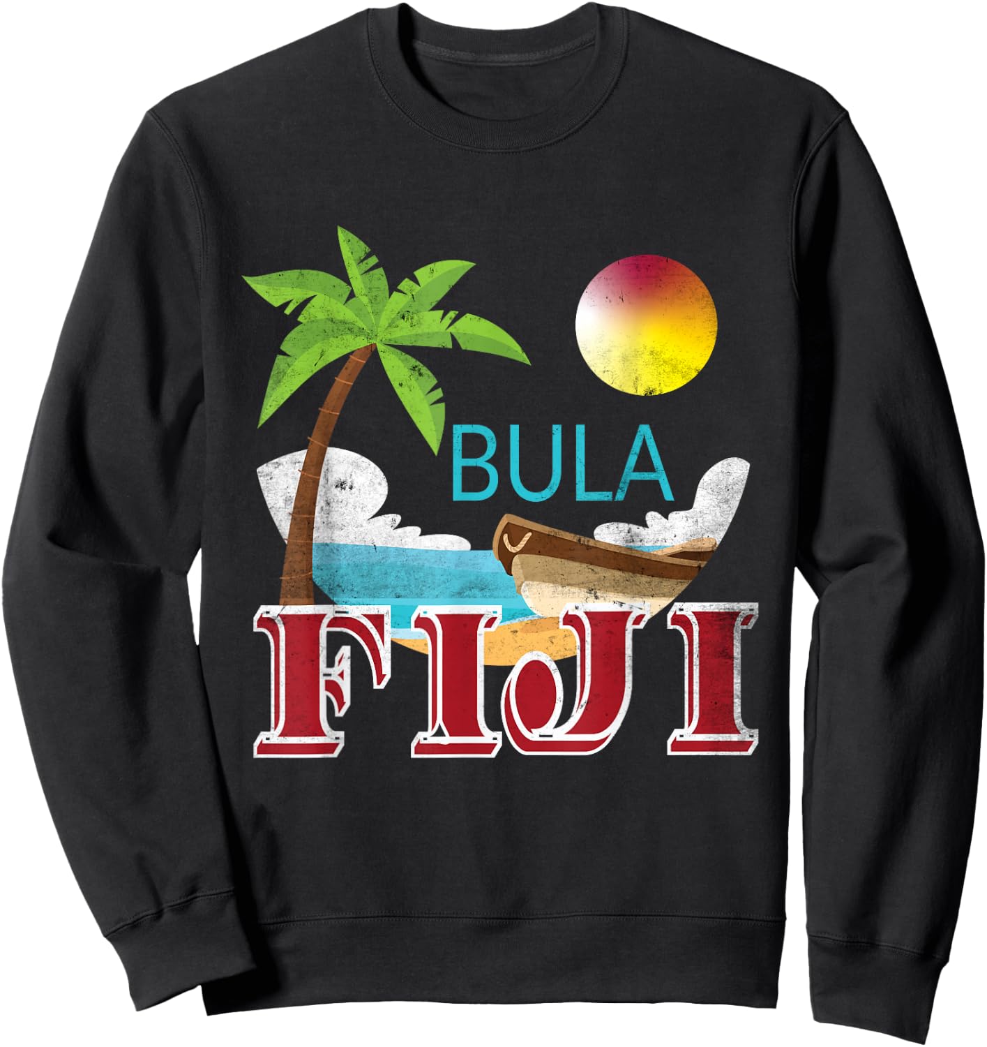 Tourist and Native Fiji Bula Vintage Grunge Vacation Shirt Sweatshirt - Sweatshirt | Black