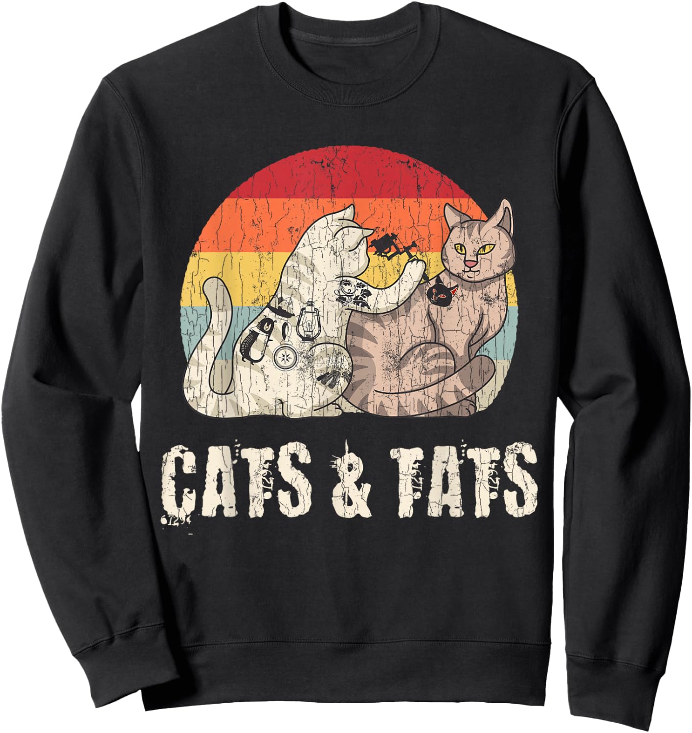 Cats and Tats Tattoo Cute Funny Gift Sweatshirt - Sweatshirt | Black