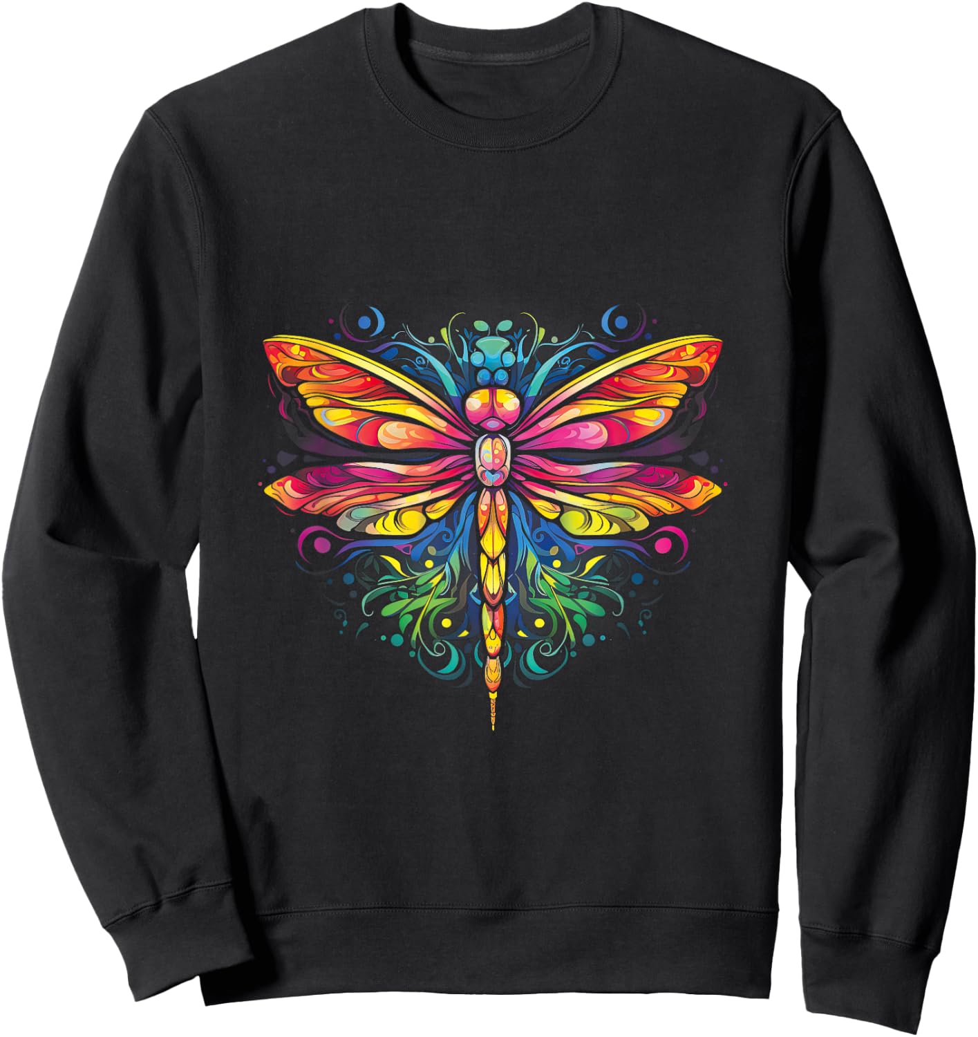 Dragonfly Colorful Dragonflies Hippie 70s Peace Sweatshirt - Sweatshirt | Black