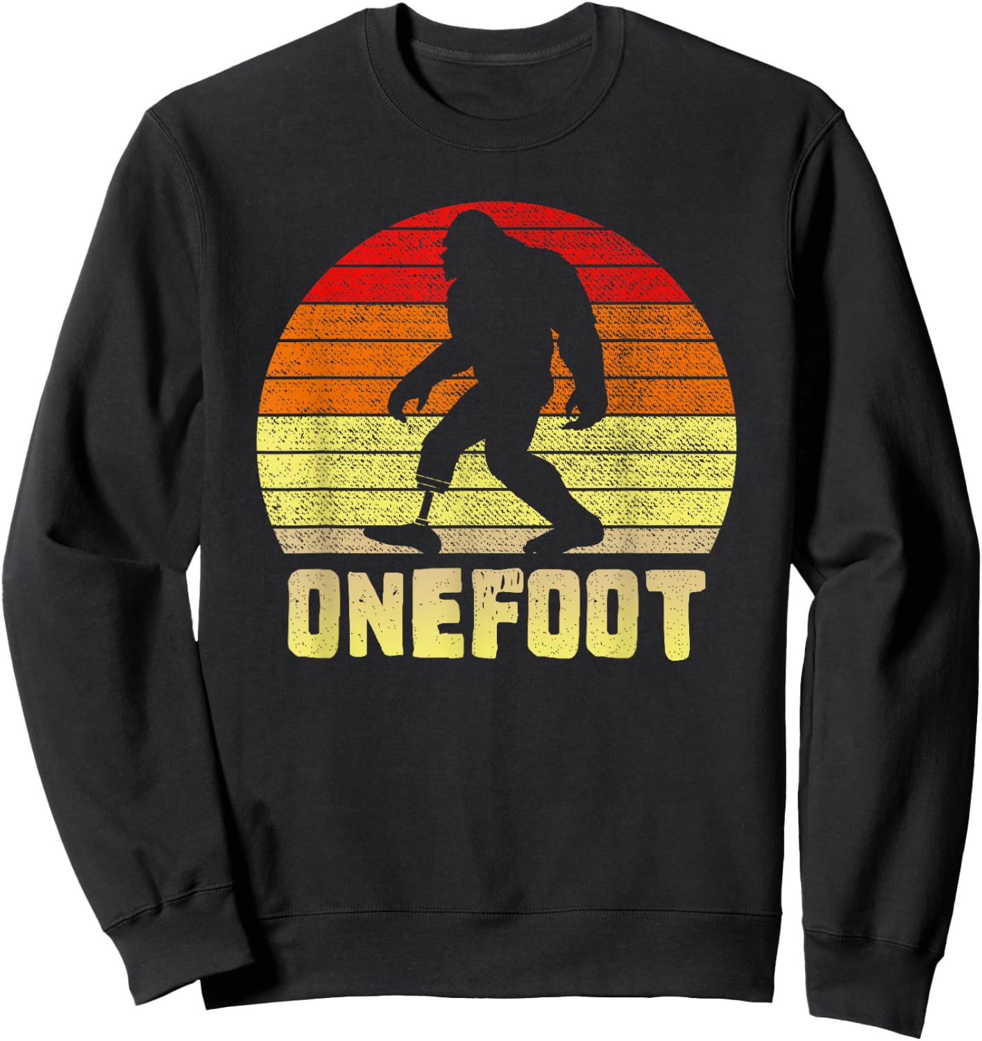 Onefoot Leg Amputee Recovery | One Foot Bigfoot Funny Sunset Sweatshirt - Sweatshirt | Black