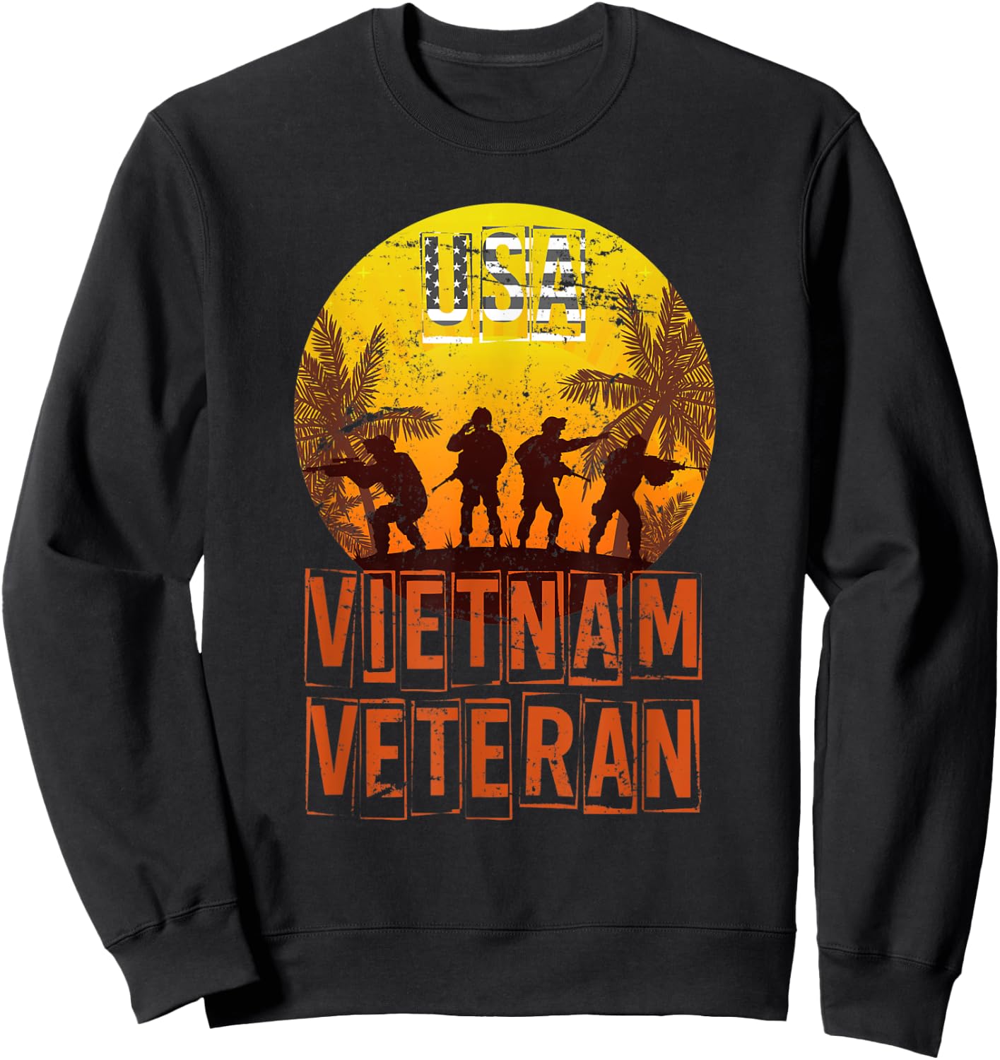 USA Patriotic Vietnam Veteran Women Men Sweatshirt - Sweatshirt | Black