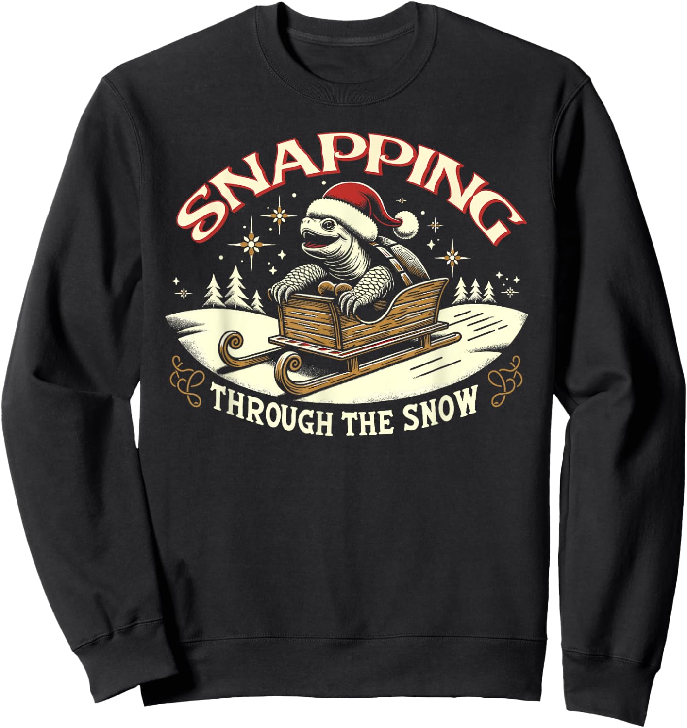 Snapping Turtle Santa Christmas Sweatshirt - Sweatshirt | Black