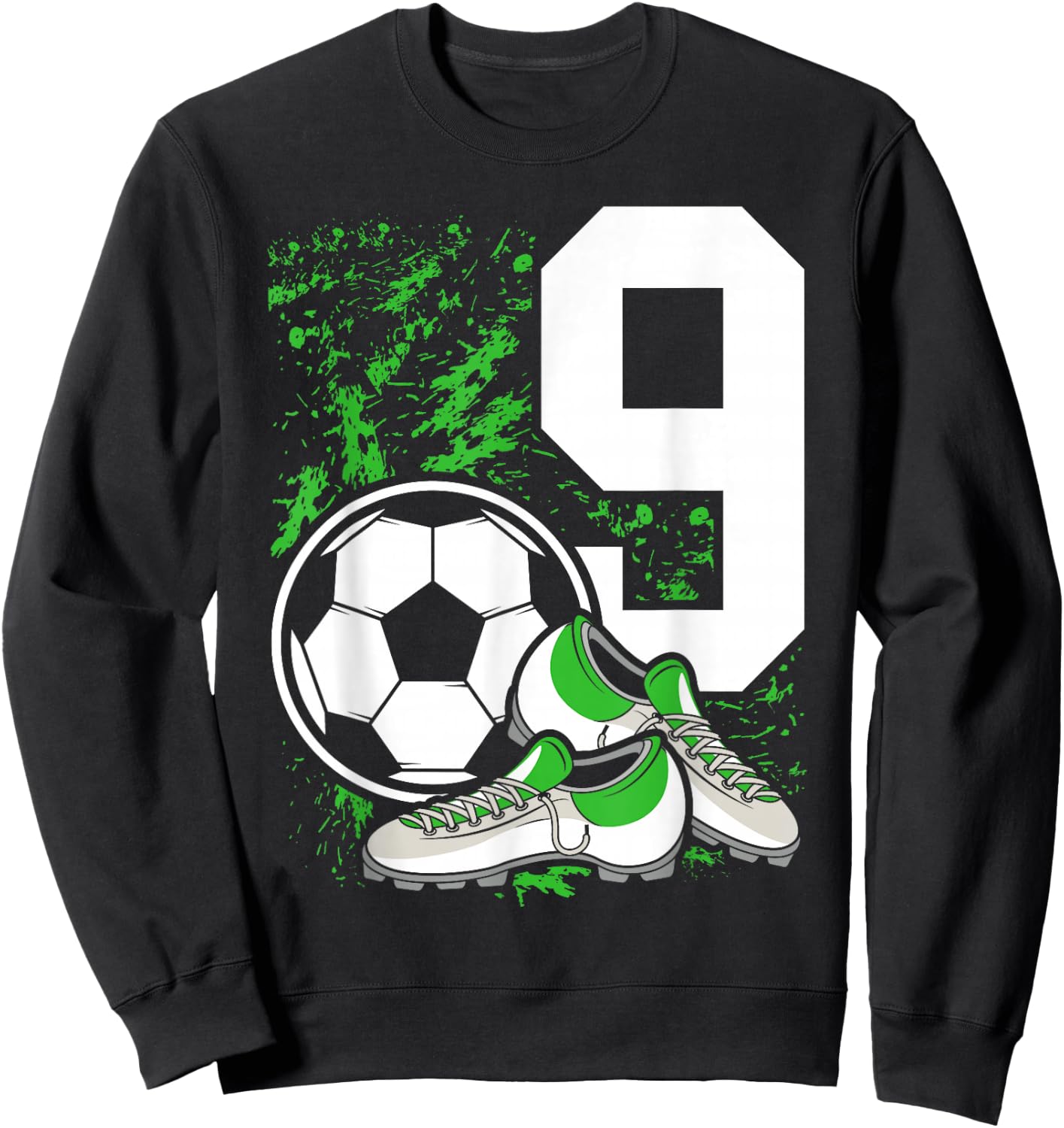 9th Birthday Boys 9 Years Soccer Football Player Birthday Sweatshirt - Sweatshirt | Black