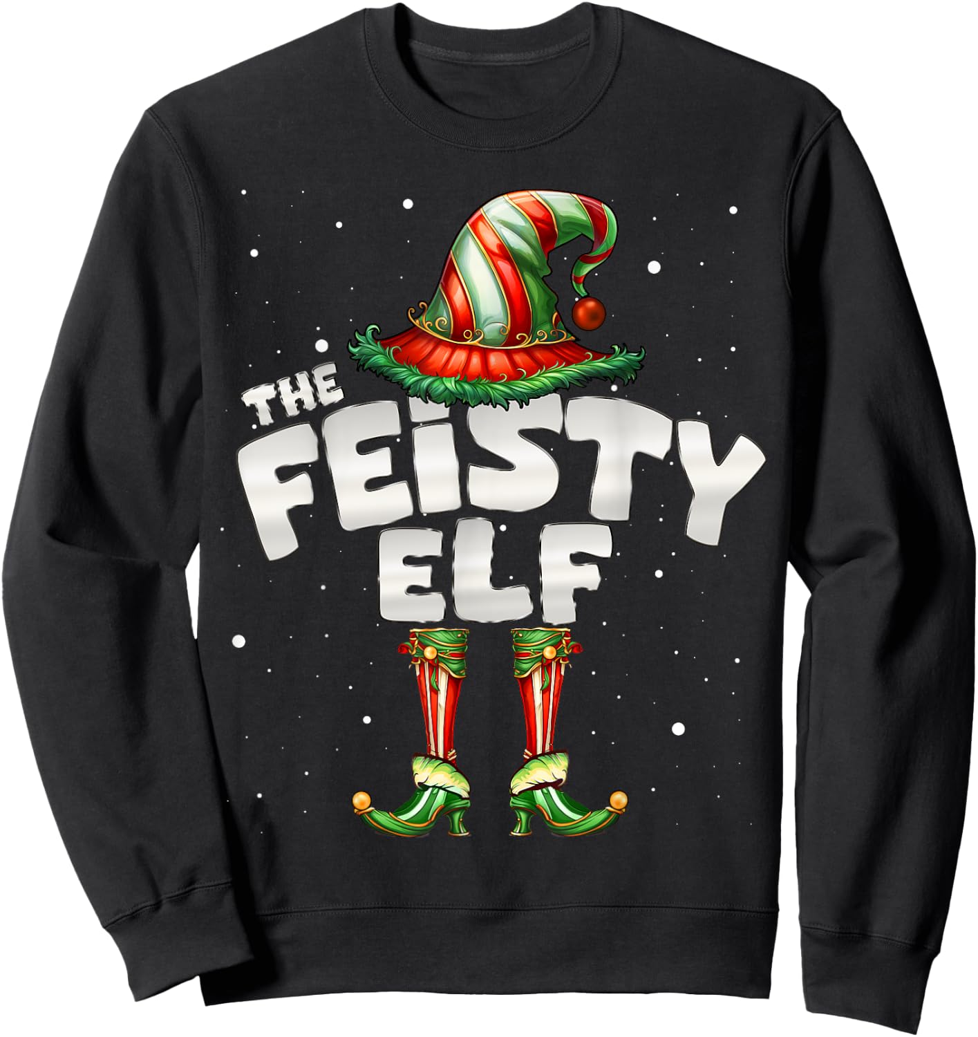 I'm The Feisty Elf Family Matching Group Christmas Sweatshirt - Sweatshirt | Black