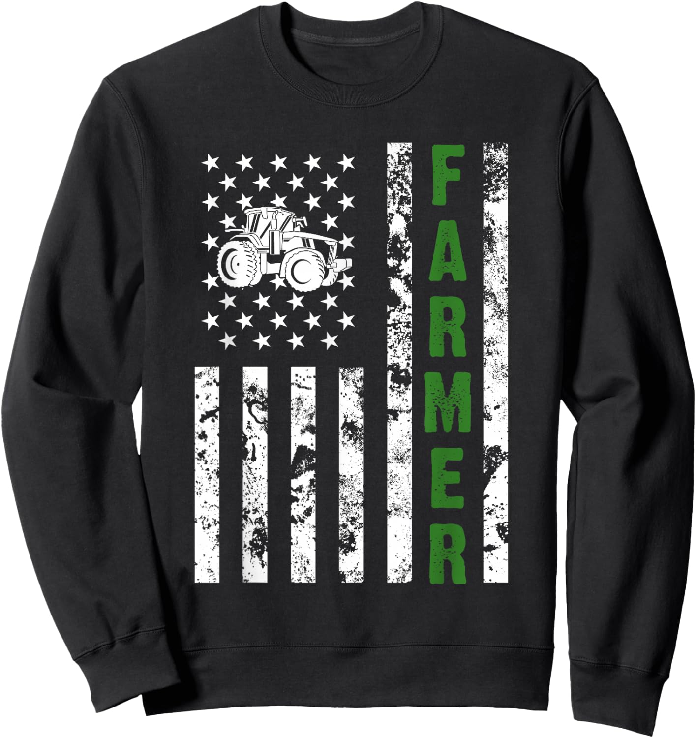 Flag with Tractor - Patriotic Farmer & Farming Gift Small Sweatshirt - Sweatshirt | Black