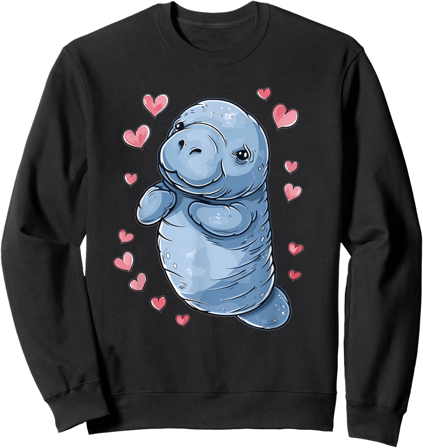 Cute Heart Manatee Sweatshirt - Sweatshirt | Black