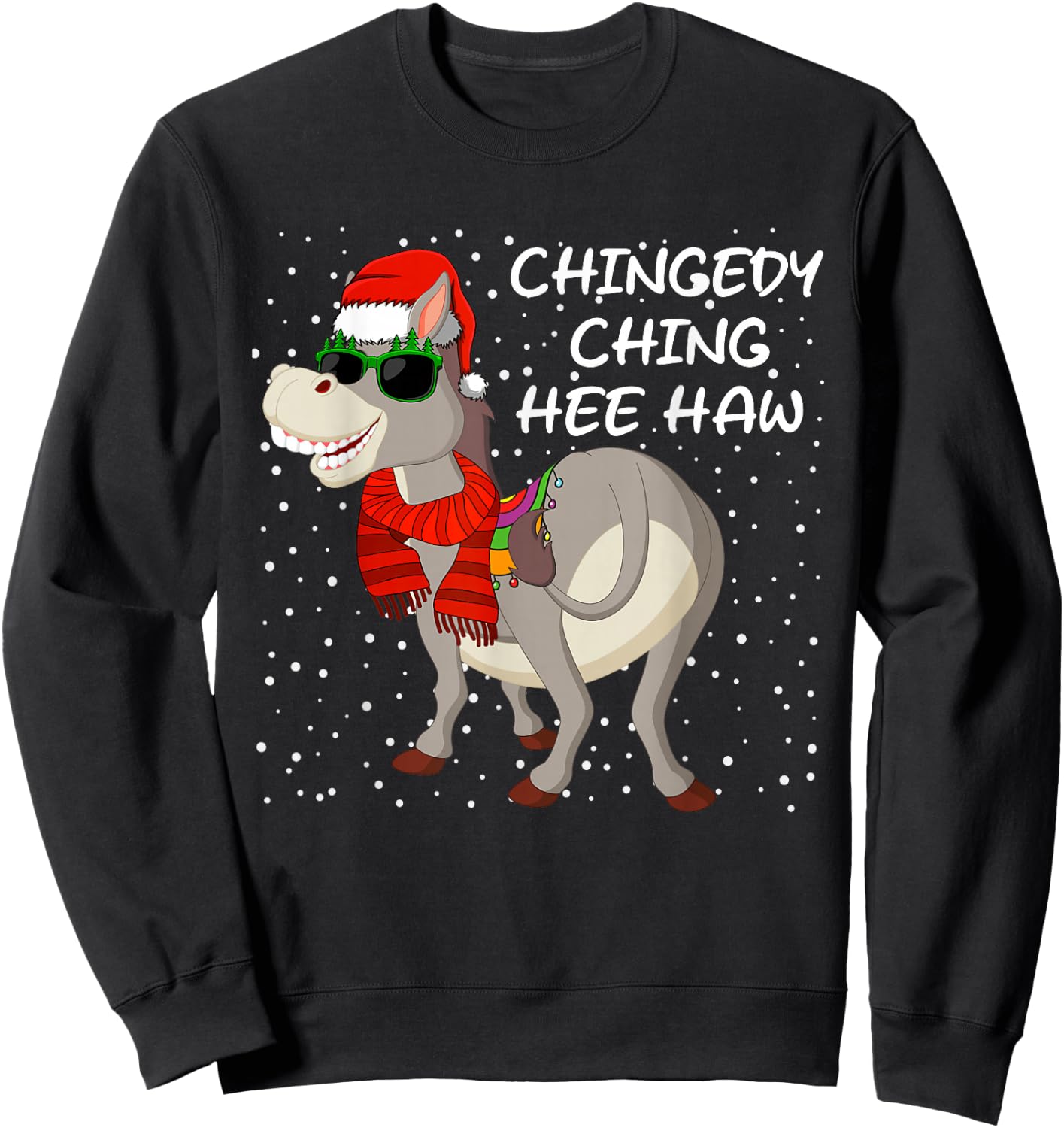 Christmas Donkey Italian Xmas Funny Donkey Lover Pajamas Sweatshirt - Sweatshirt | Black