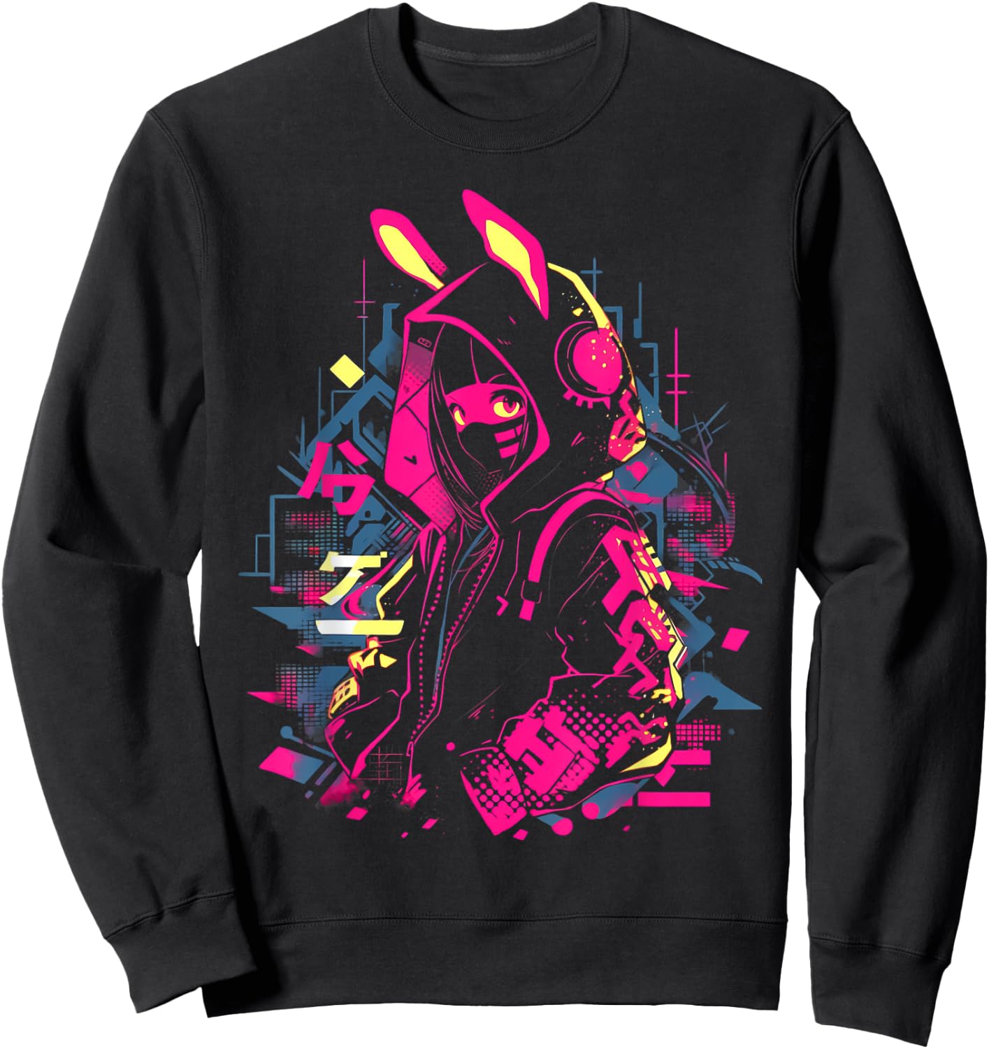 Anime Manga Cyberpunk Aesthetic Techwear Harajuku Sweatshirt - Sweatshirt | Black