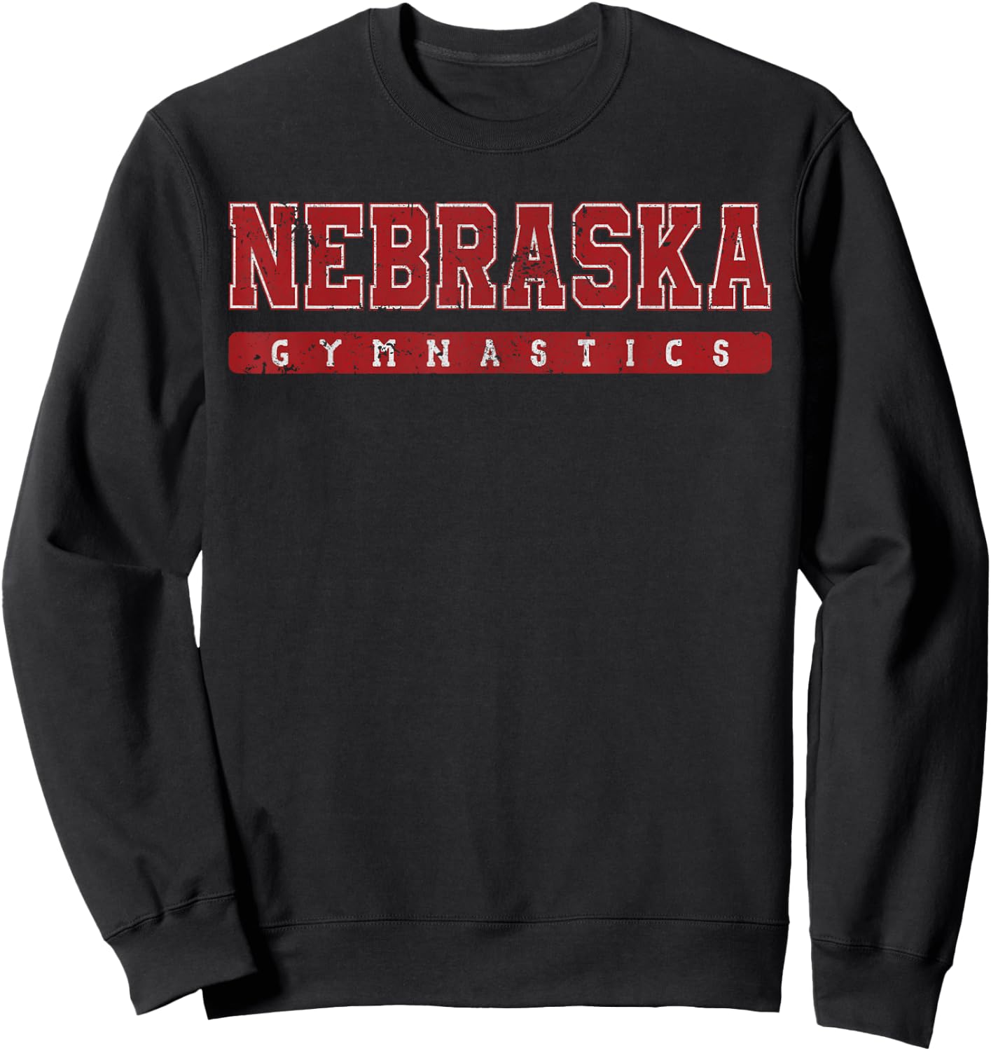 Nebraska Gymnastics Red Vintage Text Sweatshirt - Sweatshirt | Black