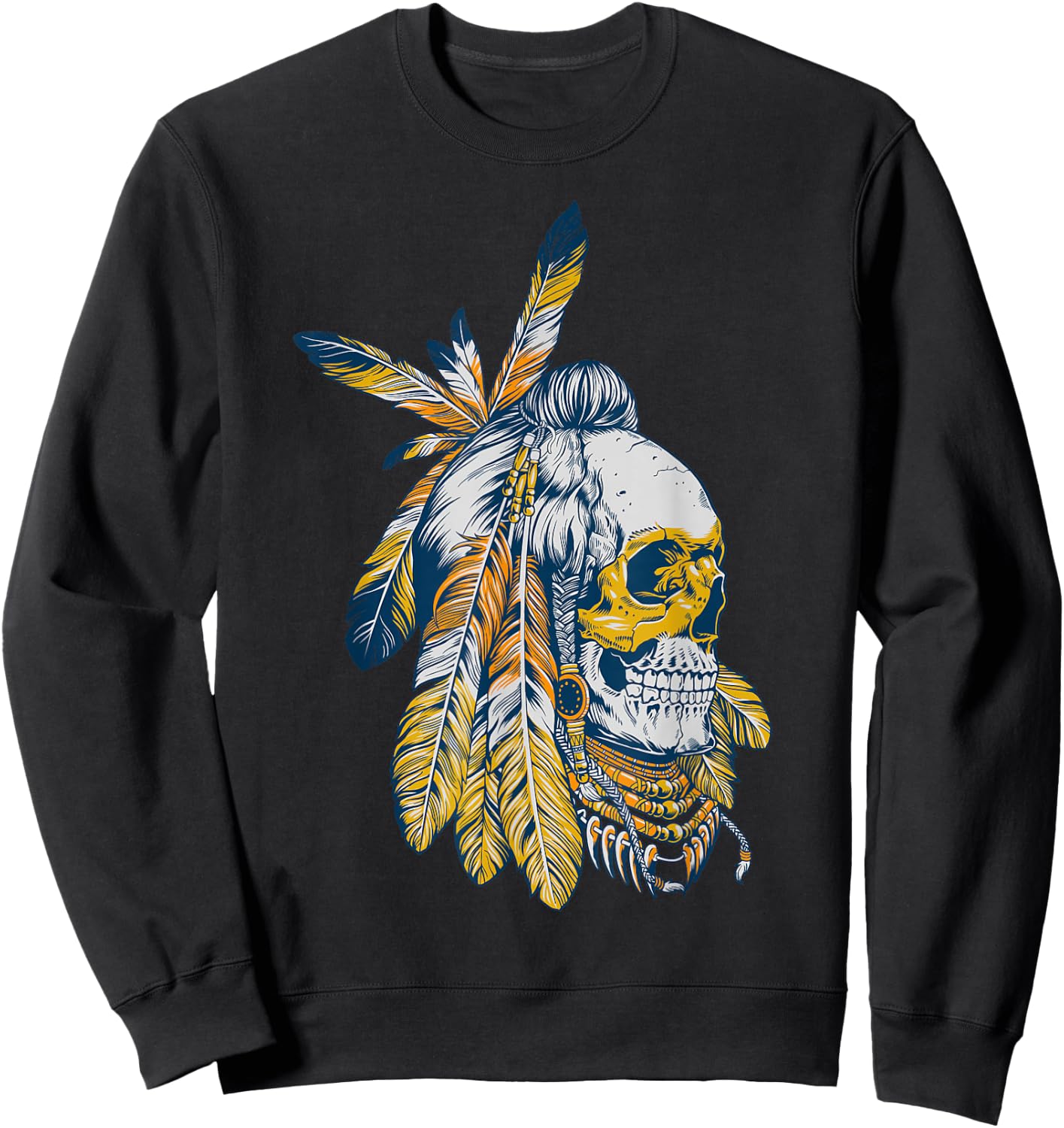 American Motorcycle Skull Native Indian Eagle Chief Vintage Sweatshirt - Sweatshirt | Black
