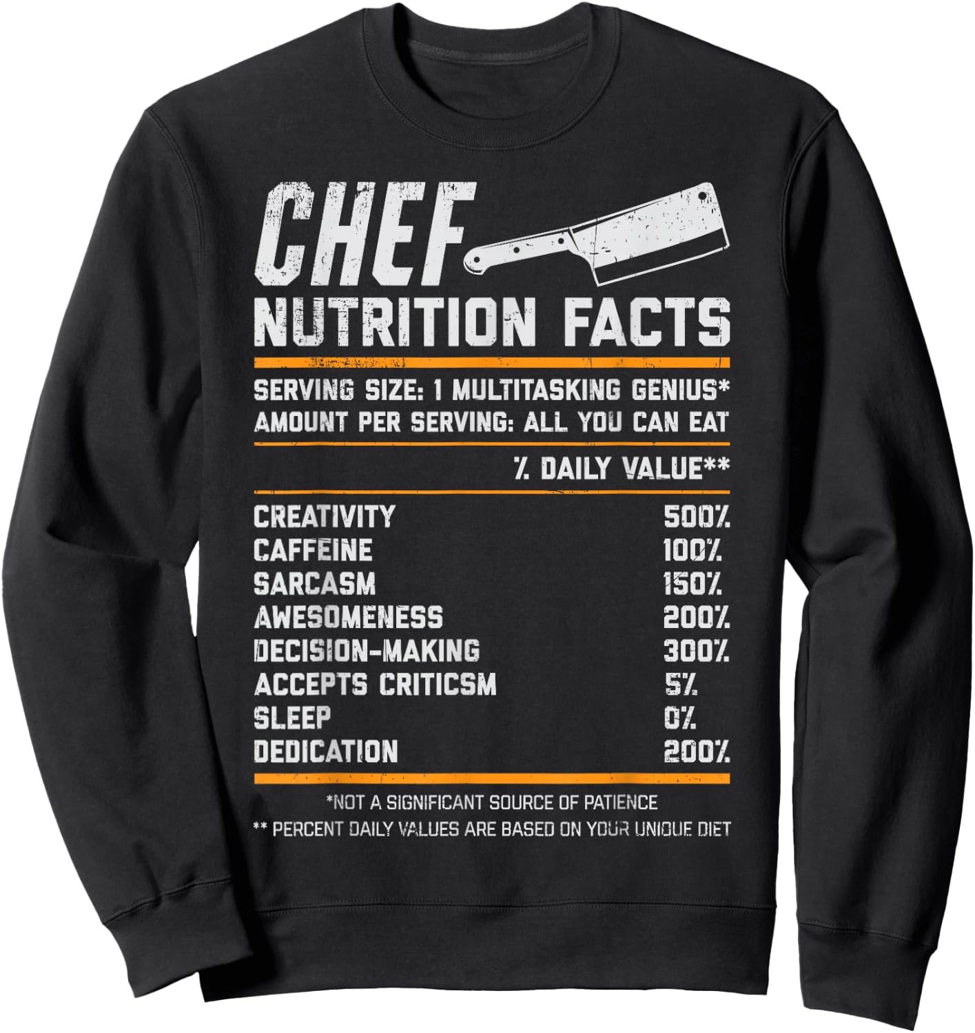 Chef Nutrition Facts Funny Cook Men Women Vintage Cooking Sweatshirt - Sweatshirt | Black