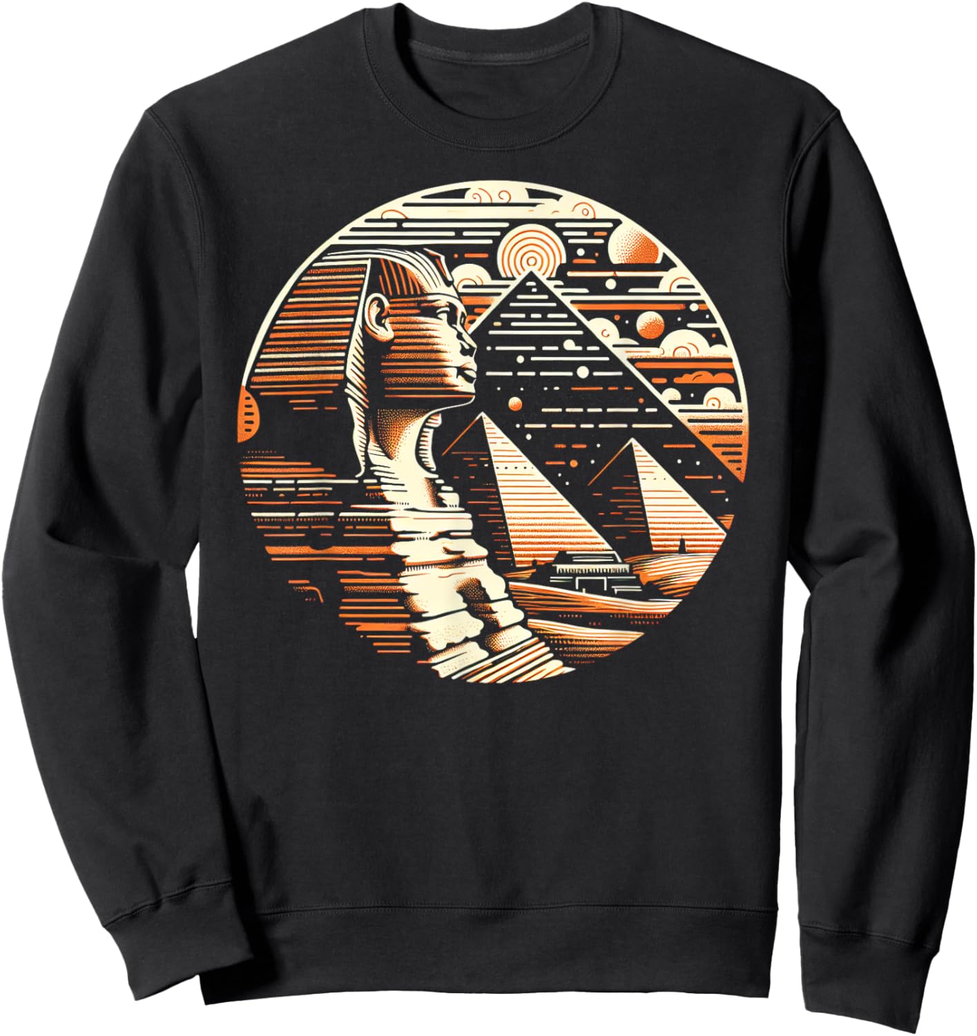 Majestic Sphinx and Pyramids Artwork Sweatshirt - Sweatshirt | Black