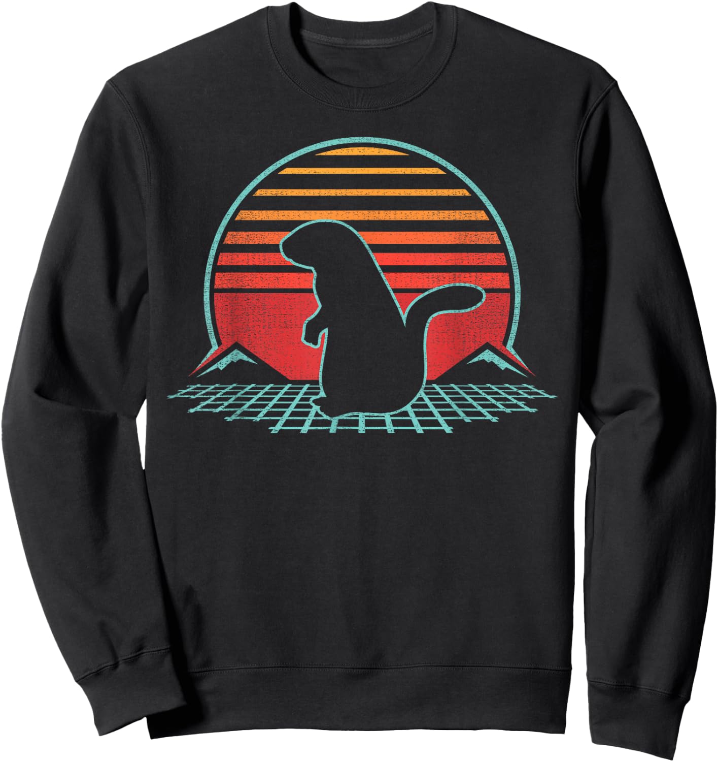 Groundhog Day Animal Retro Vintage 80s Style Sweatshirt - Sweatshirt | Black