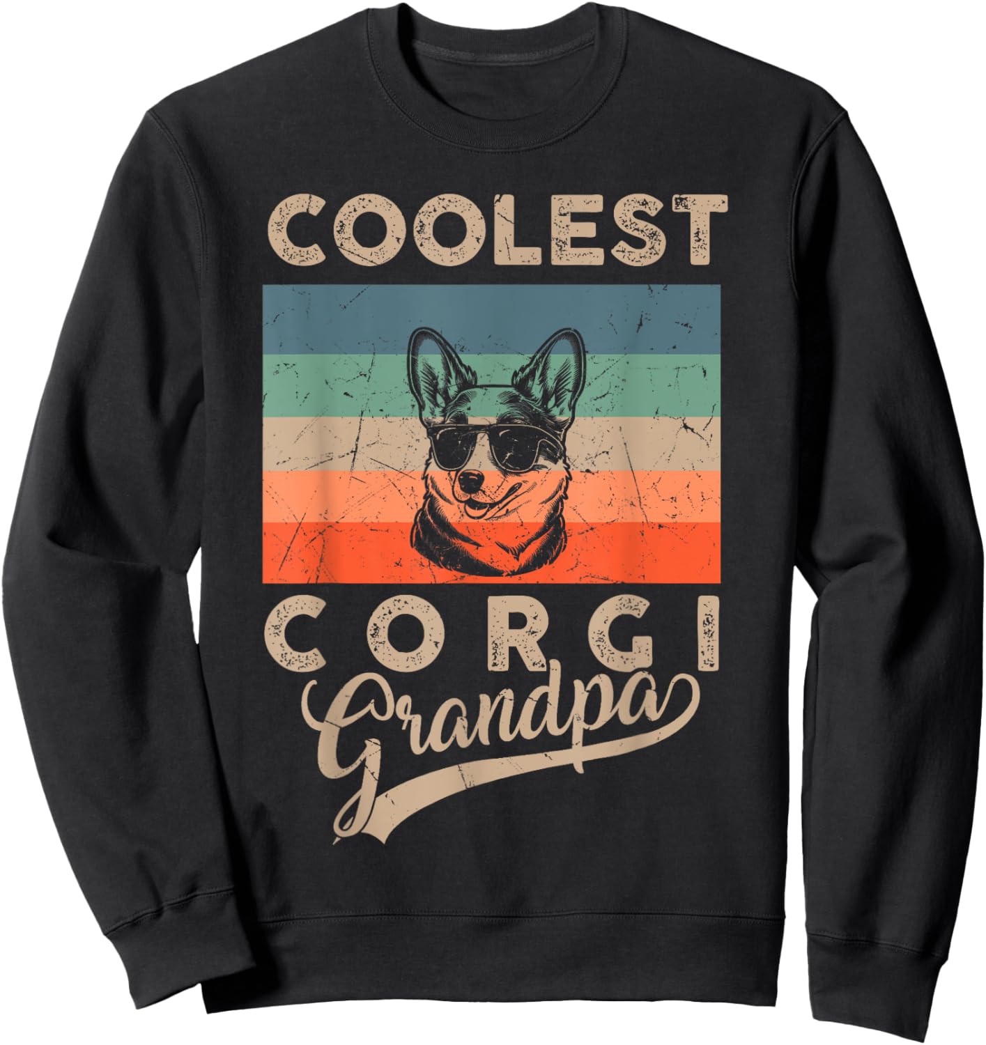 Coolest Corgi Grandpa Gifts Funny Dog Grandpa Retro Sweatshirt - Sweatshirt | Black