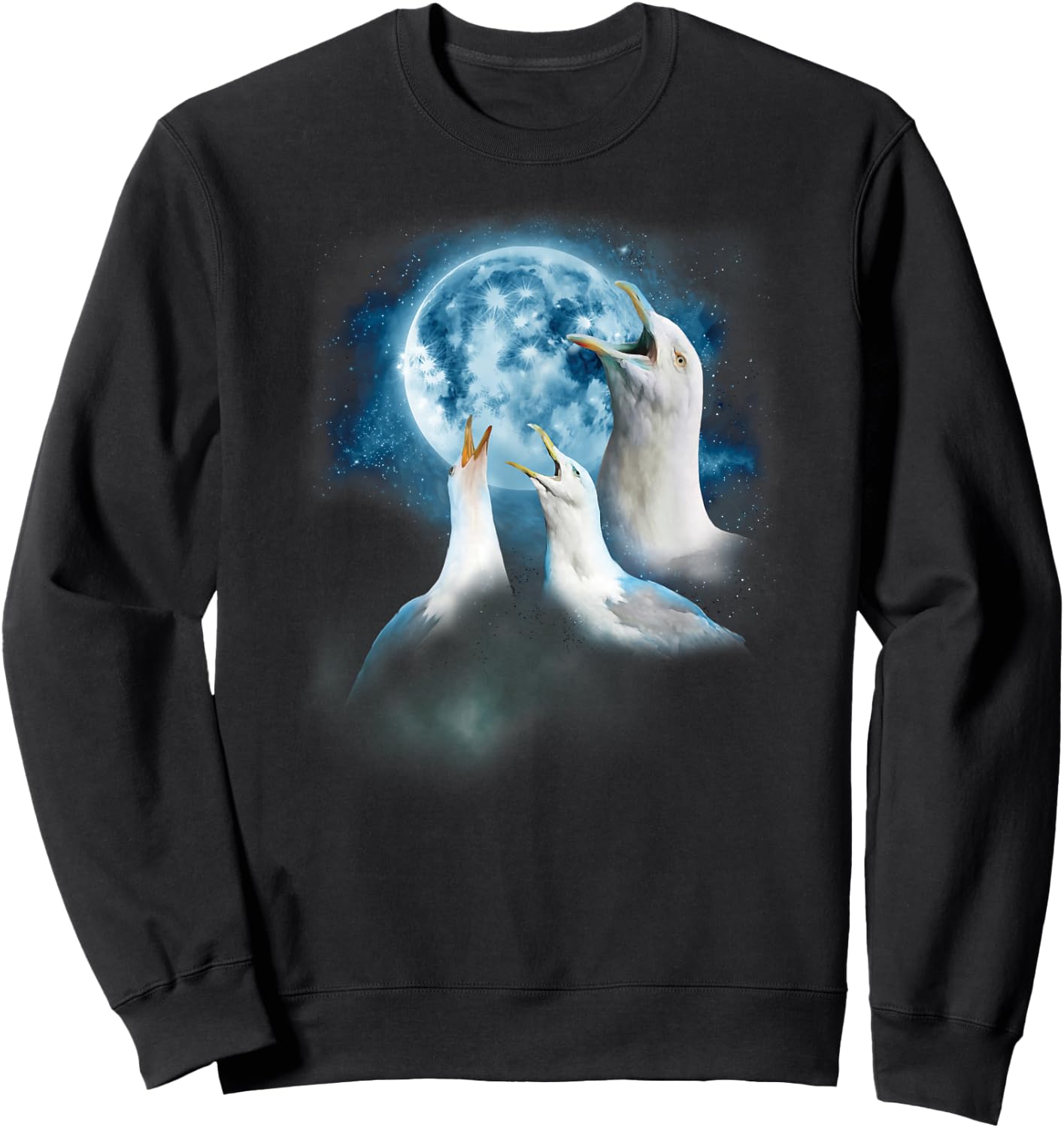 Funny Seagull Shirt - Seagulls Howling at the Moon Sweatshirt - Sweatshirt | Black