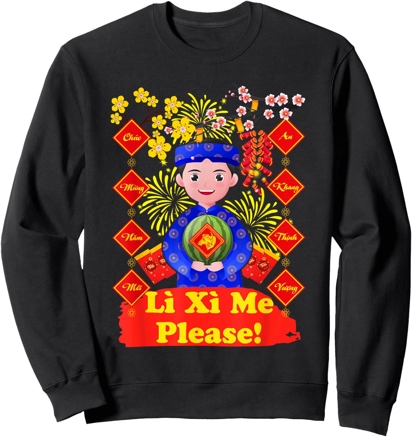 Li Xi Me Please, Boy Kid Vietnamese Lunar New Year 2022 Sweatshirt - Sweatshirt | Black